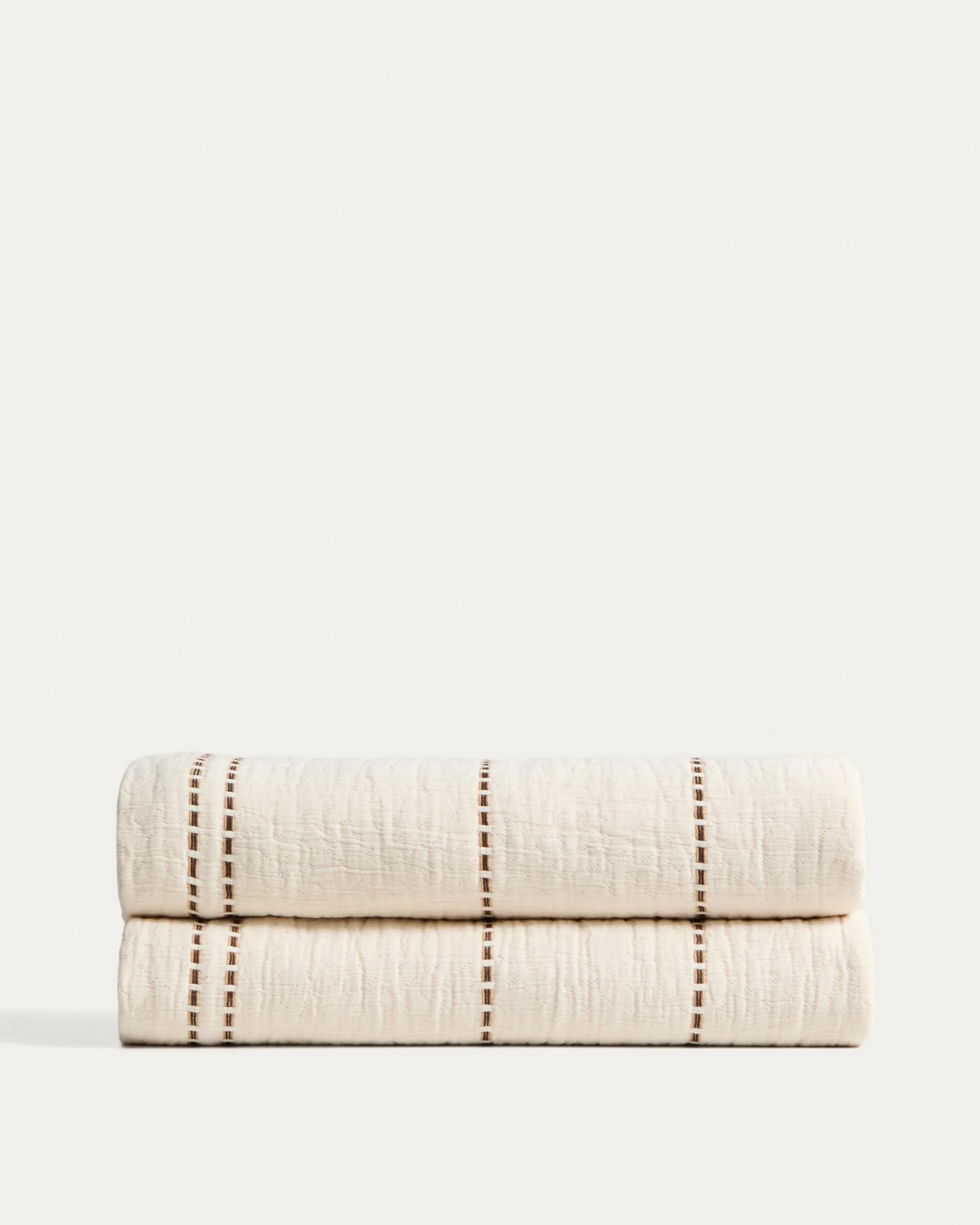 Siloda beige striped double-gauze cotton bedspread for 90/135cm bed