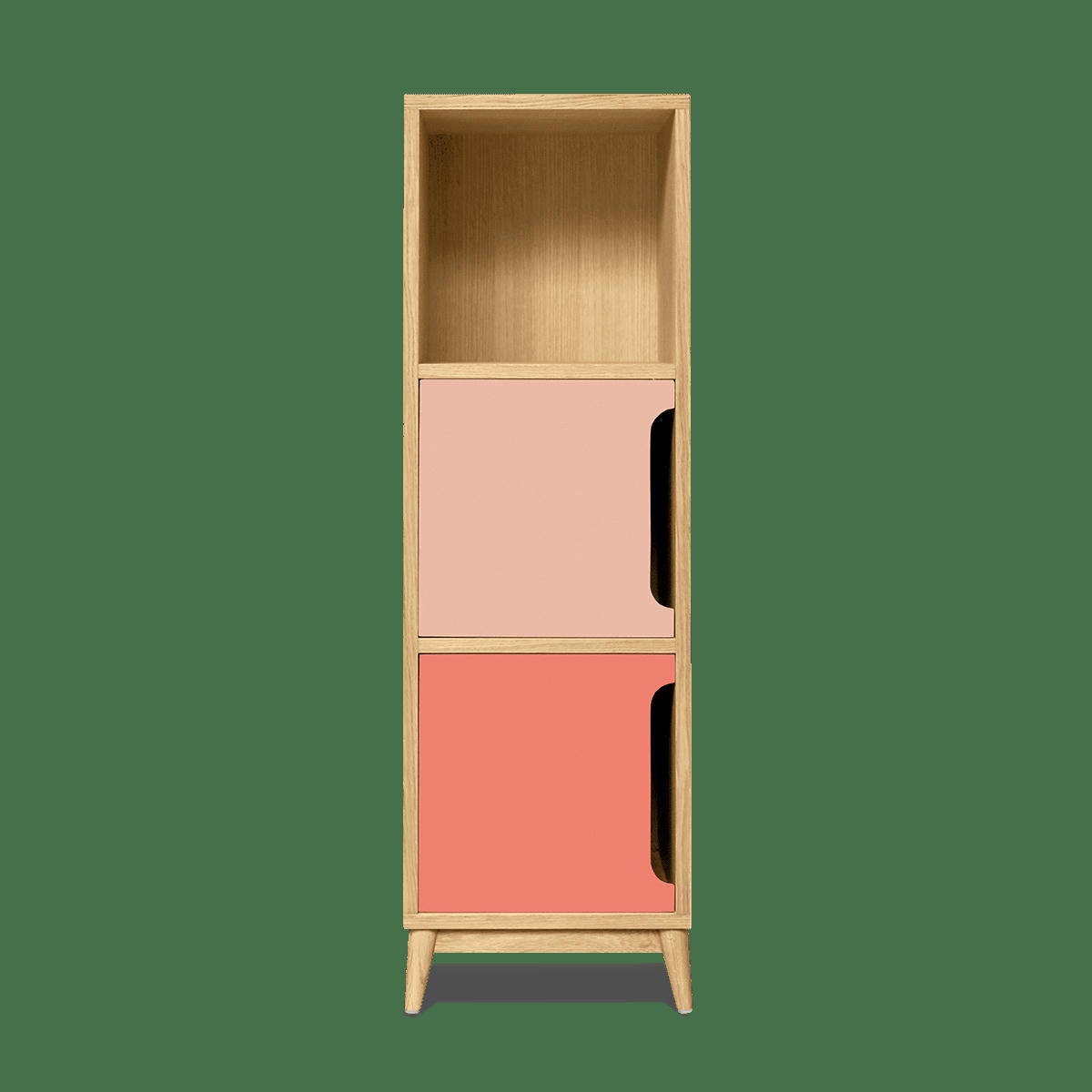 KULT - Colonne de rangement, rose blush et rose corail, 2 portes- 114*36*32