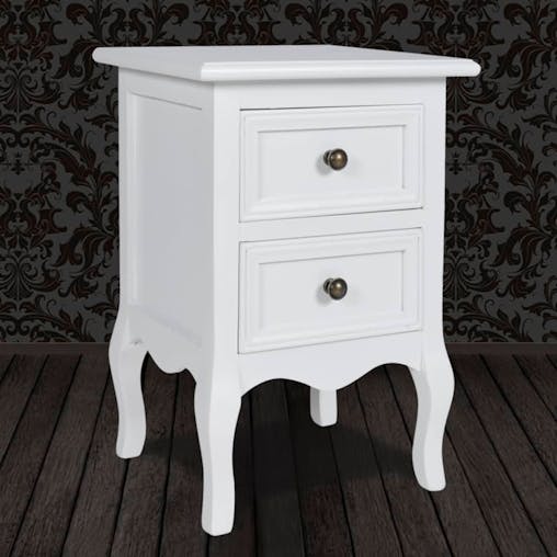 NNEVL Nightstand with 2 Drawers MDF White