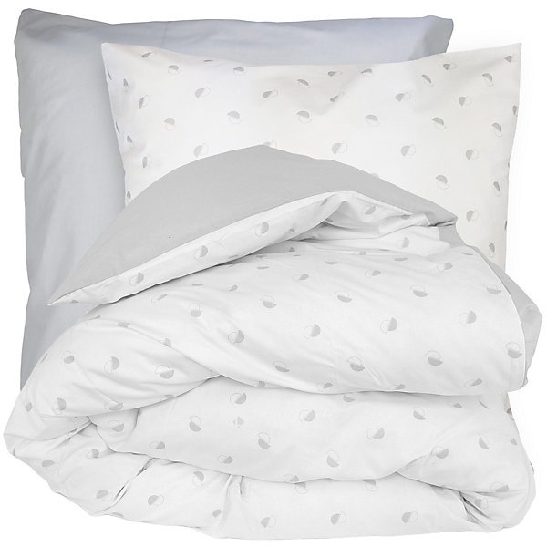 Parure de lit 140x200 cm 65x65 cm percale de coton ALEX gris Nuage 2 pièces