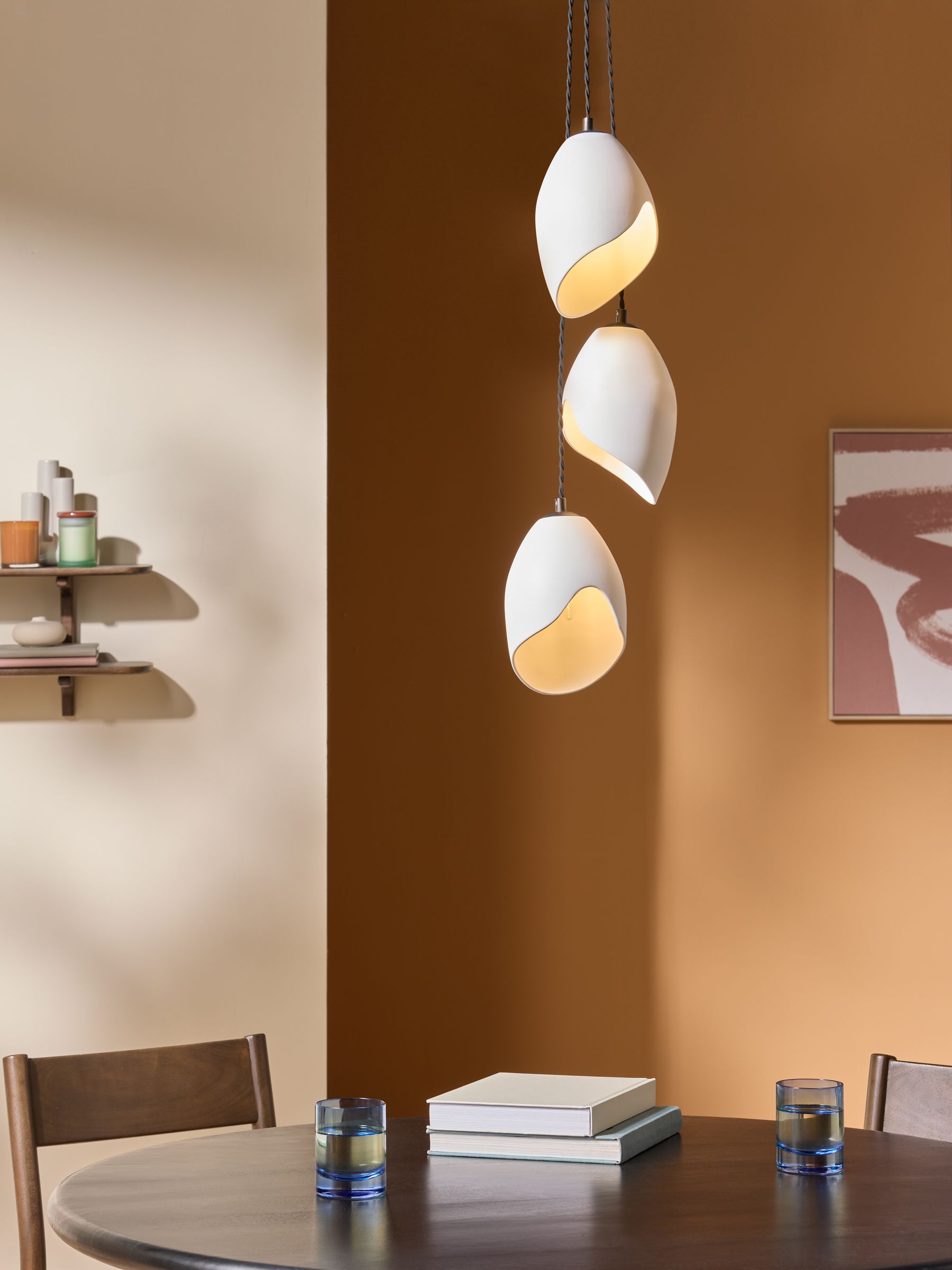 Emrys 3 Ceramic Cluster Light in Cream/Black