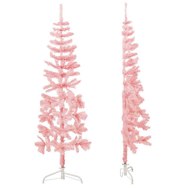 Demi sapin de Noël artificiel mince avec support Rose 180 cm vidaXL