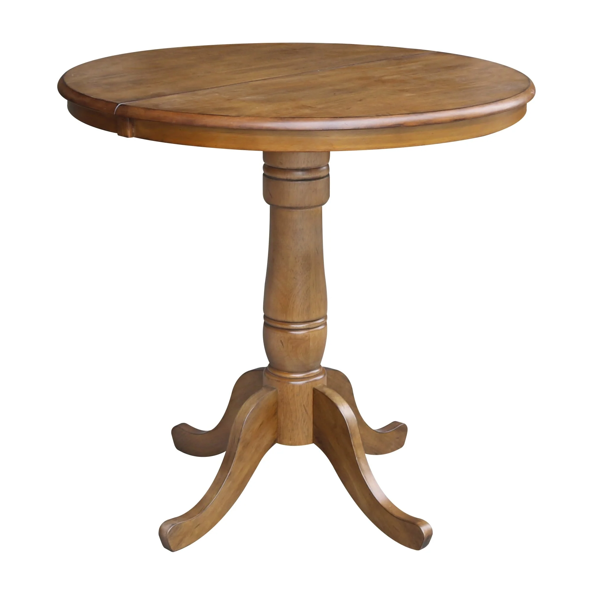 36 Round Pedestal Table with 12 Leaf in Pecan