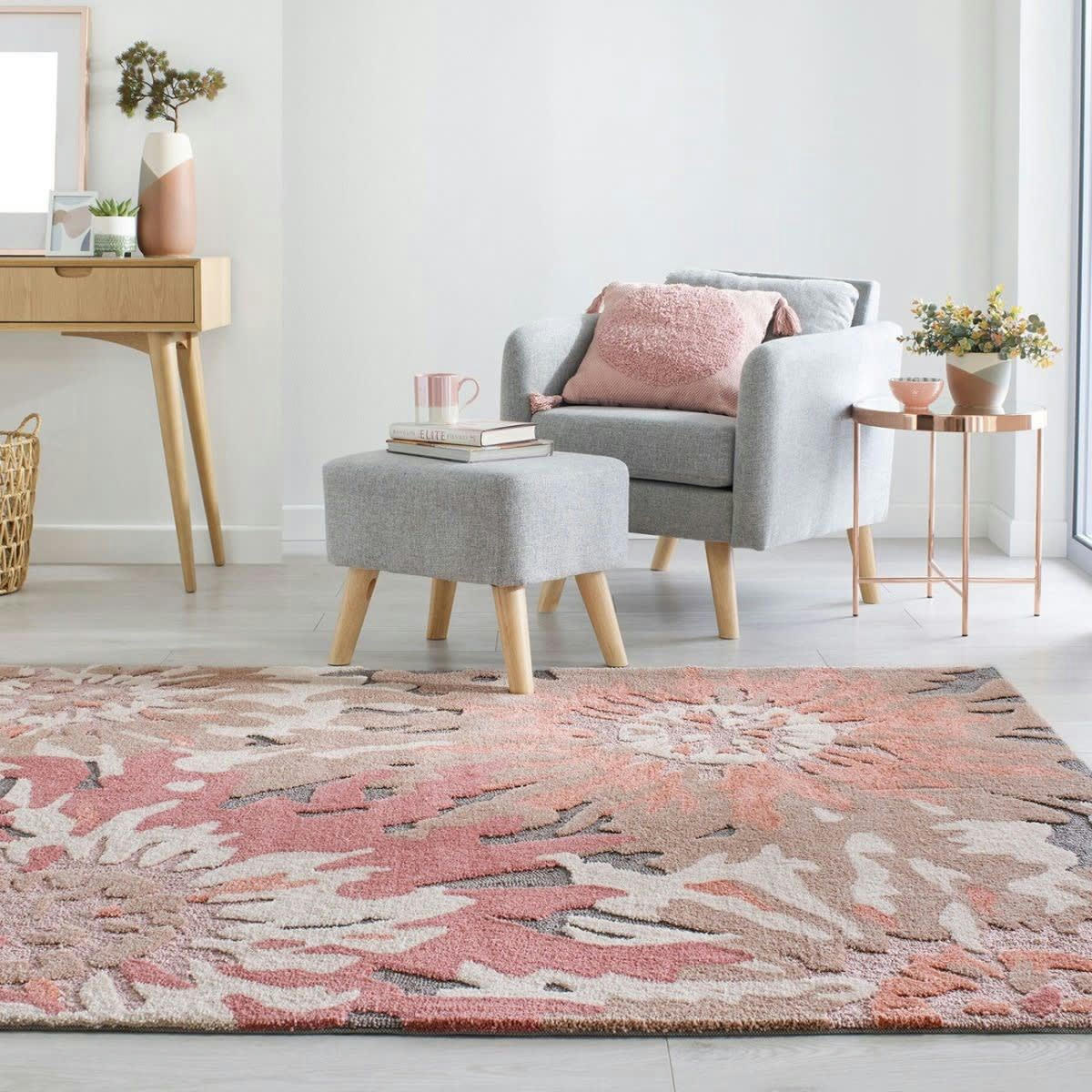 BLOOM - Tapis de salon moderne en Polyester Rose rouge 120x170 cm