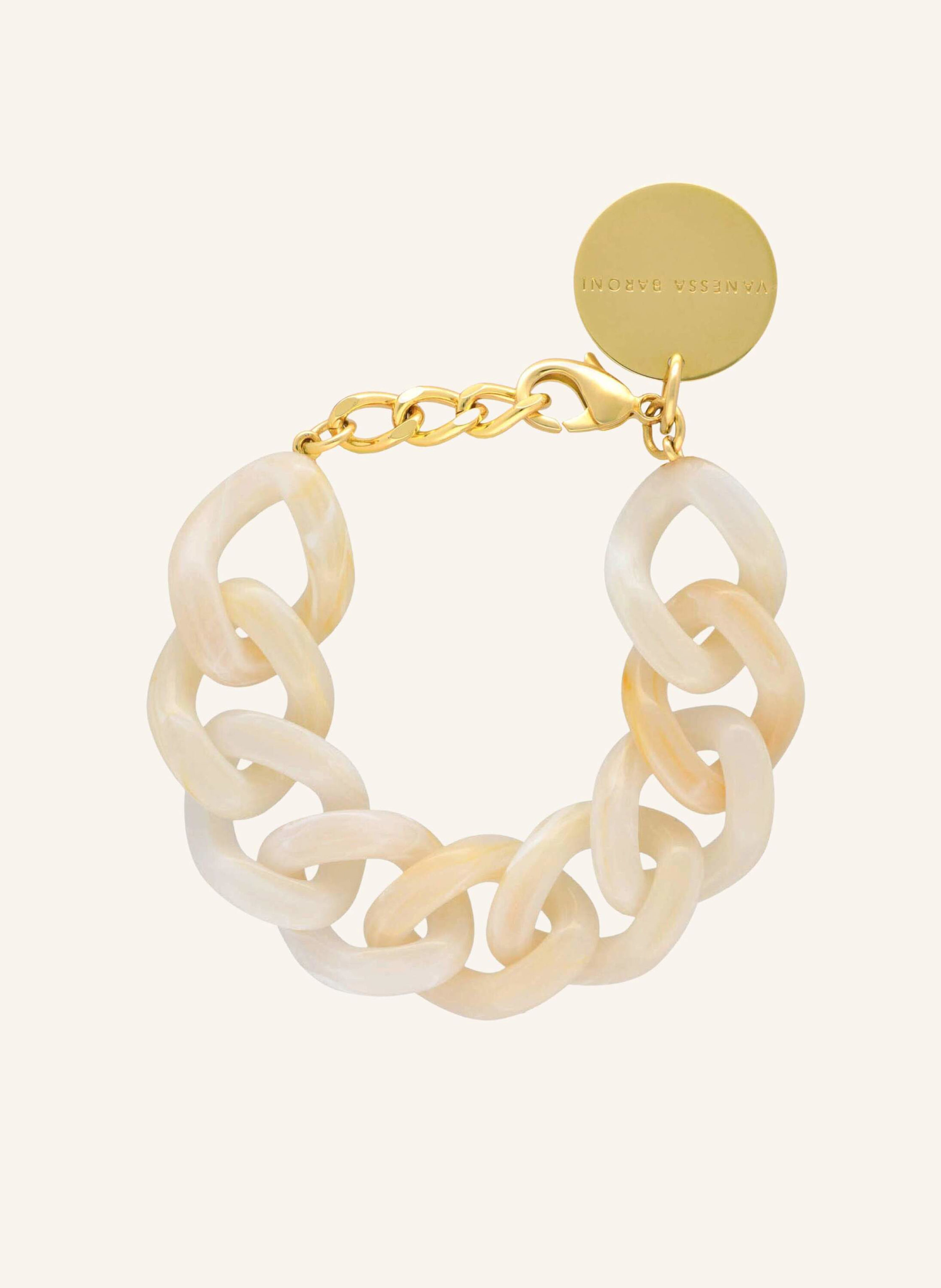 VANESSA BARONI Armband FLAT CHAIN BRACELET PEARL MARBLE by GLAMBOU