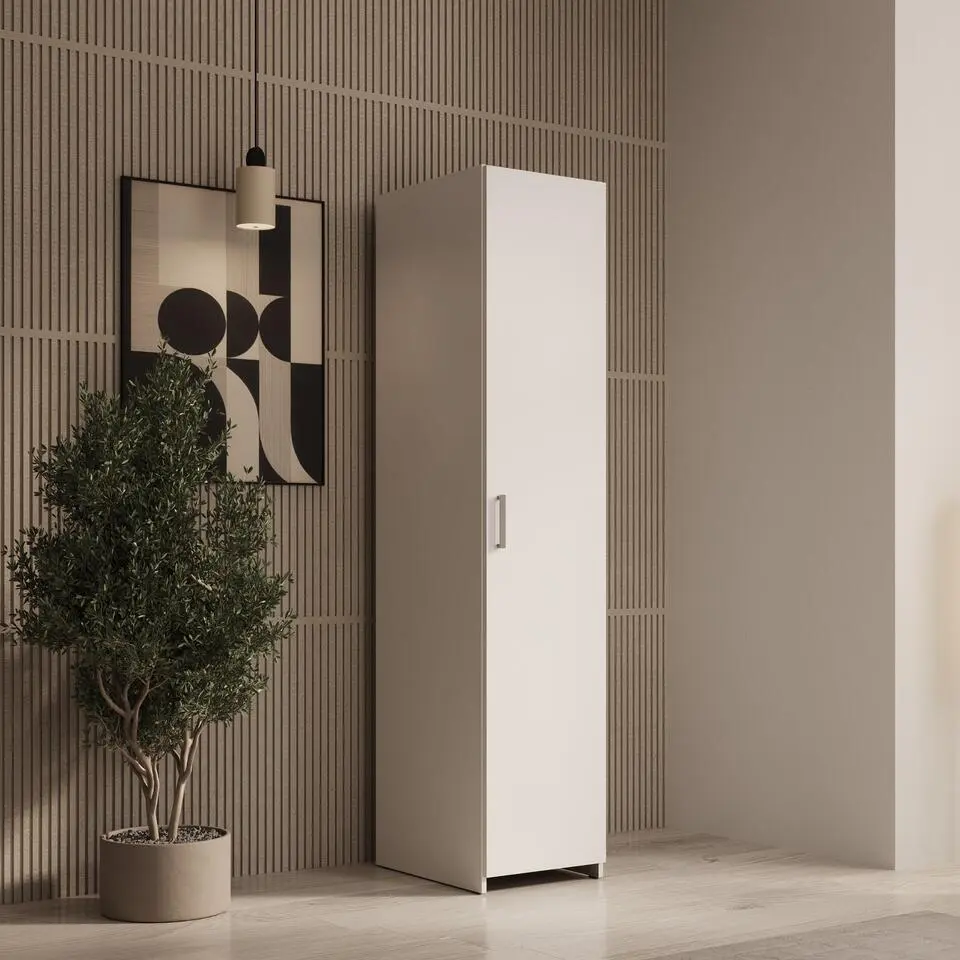 Meubella - Elario - Kledingkast 1 deurs - Wit - 40x54x191 cm