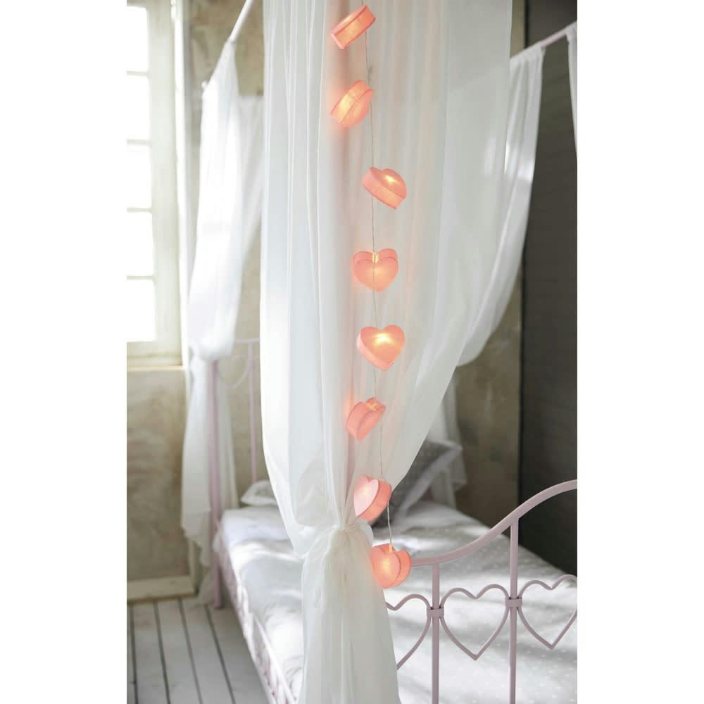 Eglantine - Lit à baldaquin 90x190 en métal rose