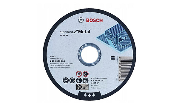 Disque à tronçonner droit standard pour métal 125x1x22,23mm 100 pièces - BOSCH - 2608626116