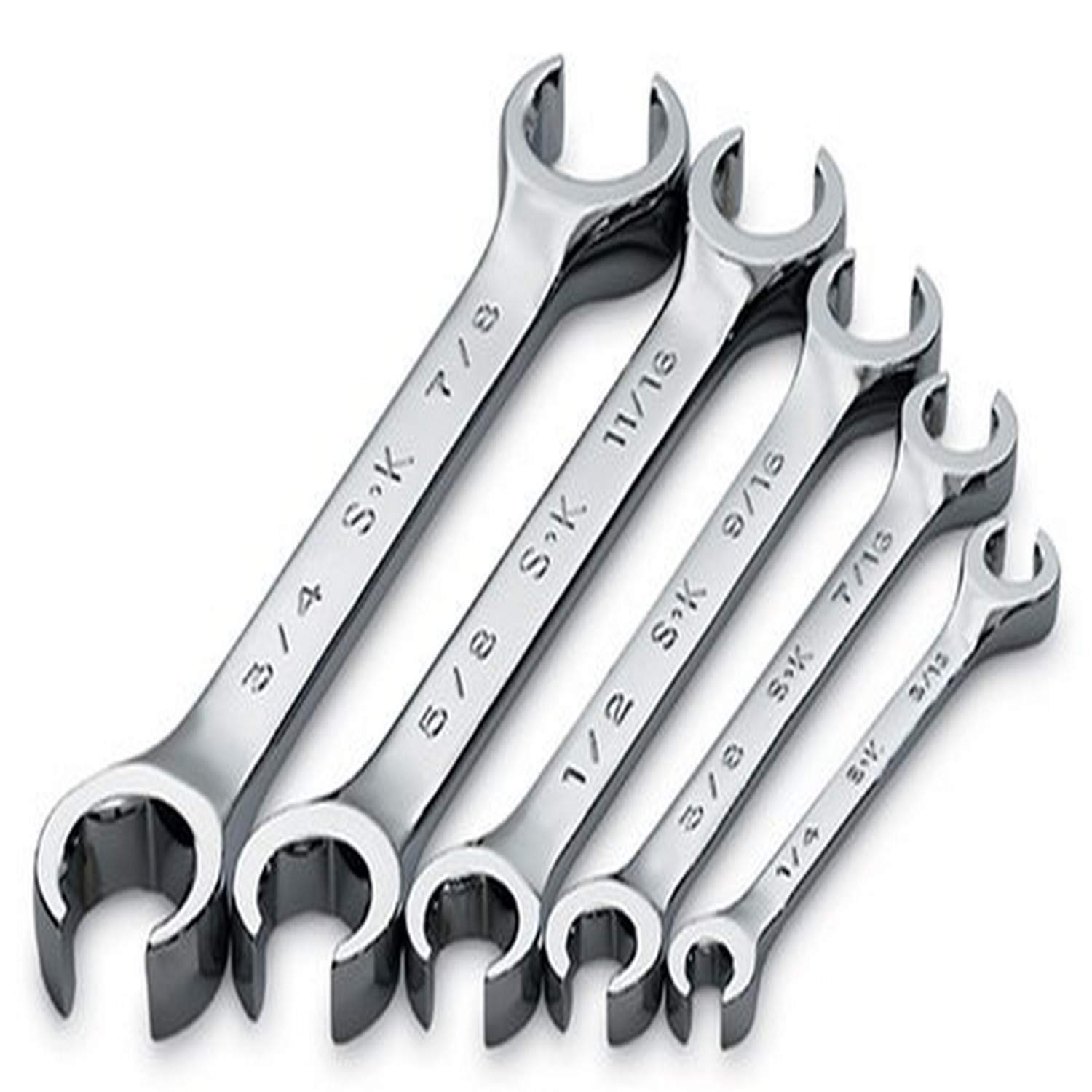 SK Tools USA 6 Piece Flare Nut Wrench Set, 6 Point, SuperKrome®, 1/4 to 7/8 | 381