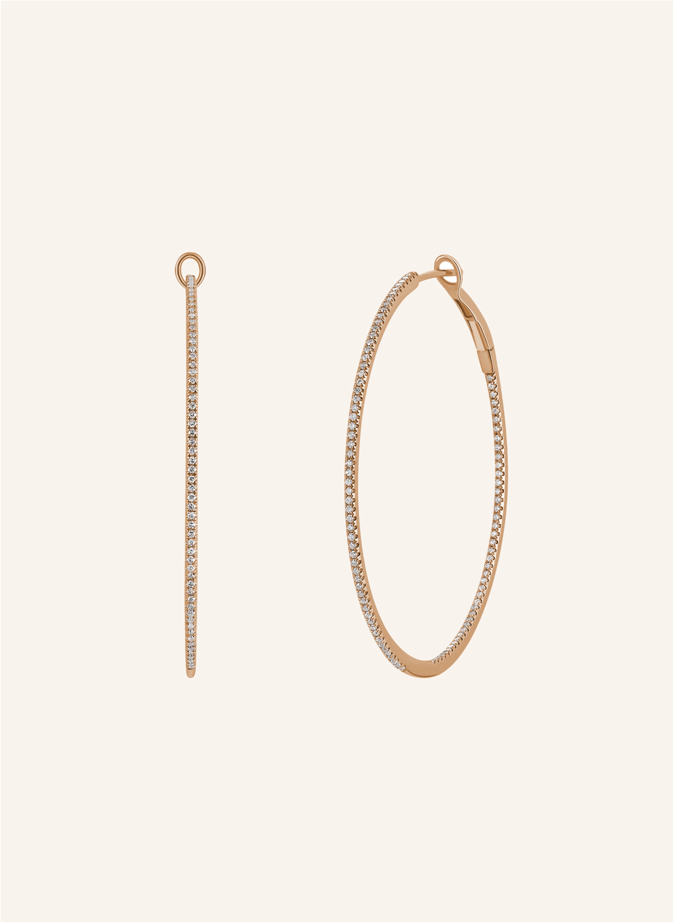 Leaf Creolen CIRCLE L aus 18 Karat Roségold mit Diamanten