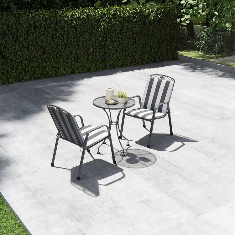 Pacific Savoy 2 Seater Metal Garden Bistro Set with Cushions
