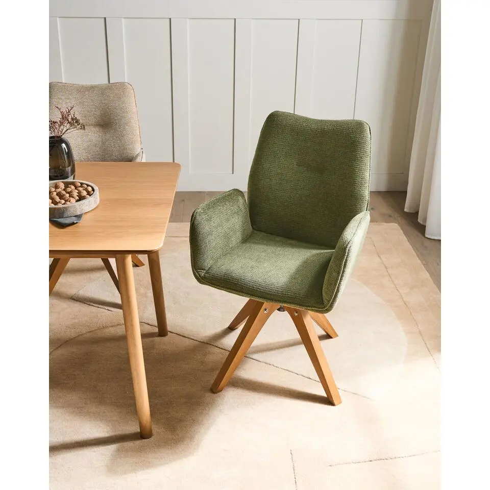 MOKENA - Eetkamerstoel - Groen - Kunstlinnen