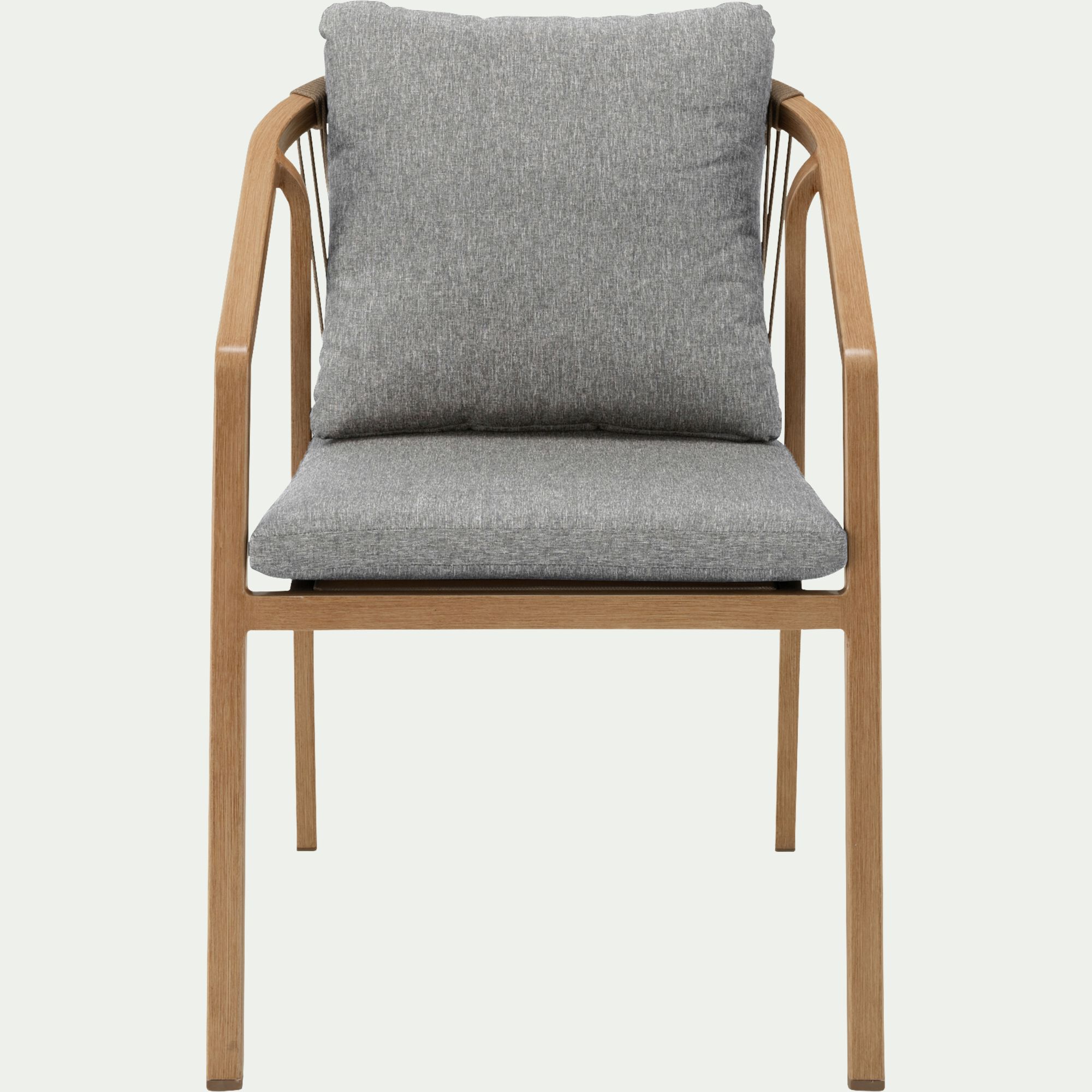 MYRTHE - Chaise de jardin avec accoudoirs en aluminium effet bois - gris