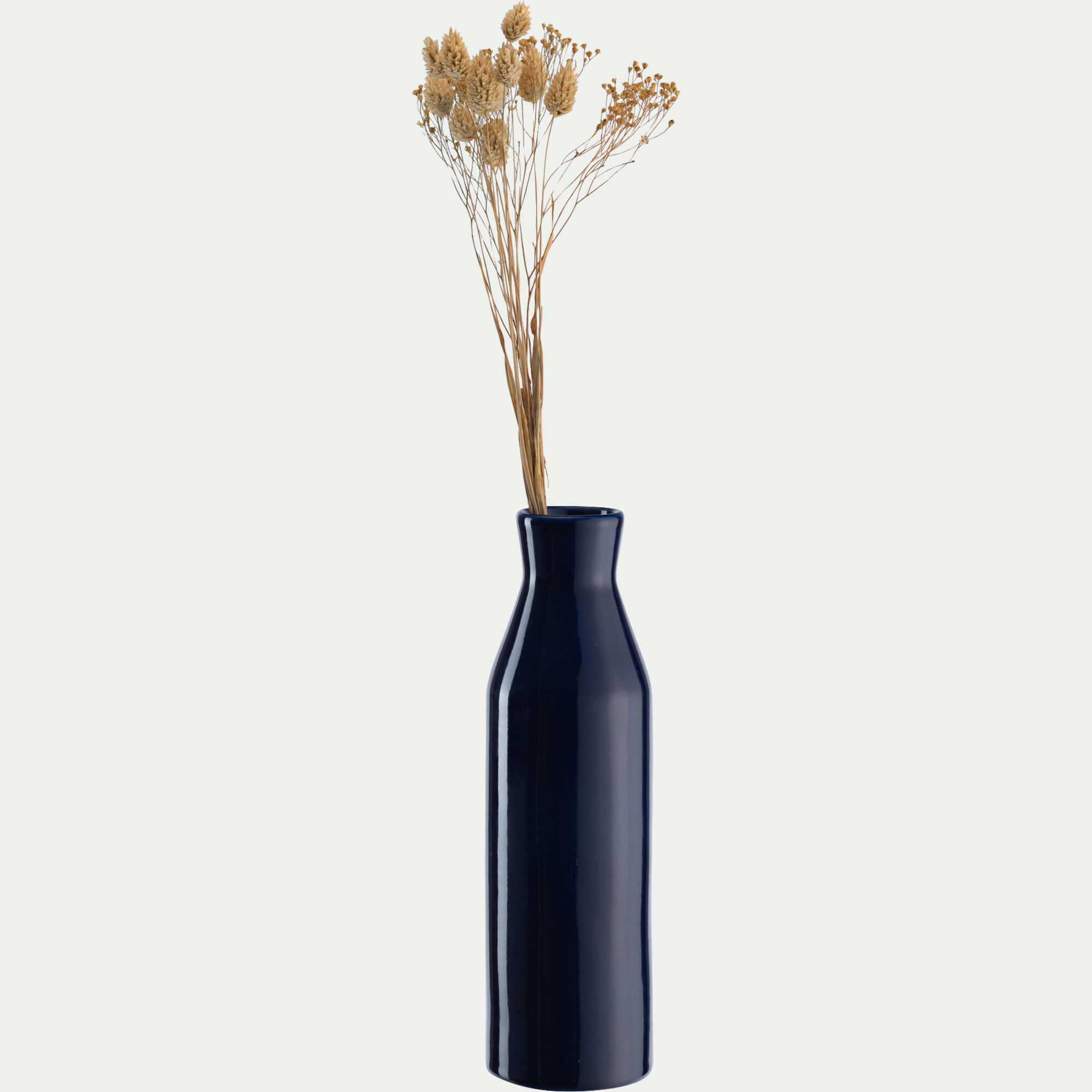 BARSAC - Vase bouteille en faïence H28cm - bleu
