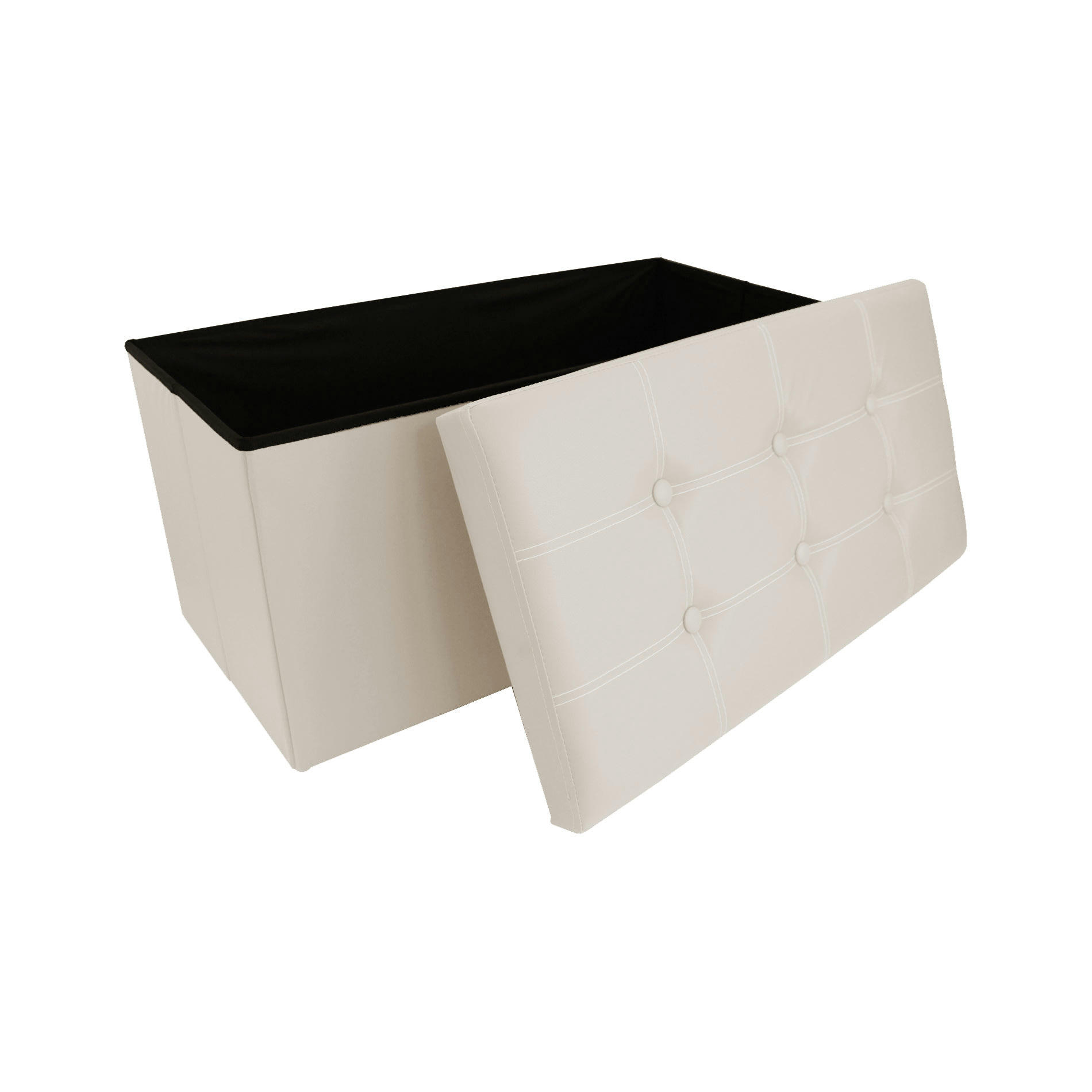 COLOR LIFE - Repose-pieds coffre de rangement avec couvercle en similicuir beige