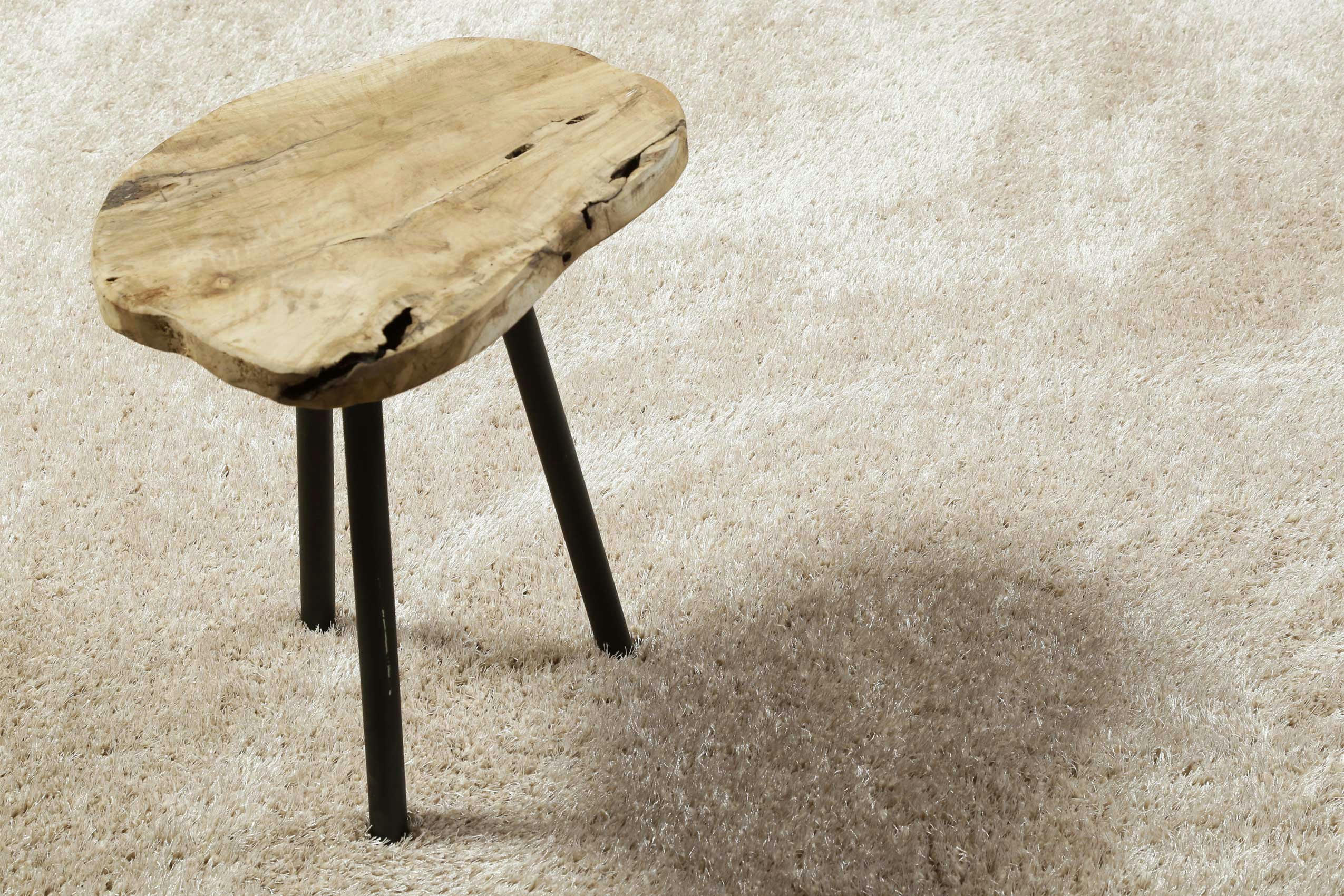 #SWAGGER SHAG - Tapis carré poils longs doux brillant beige sable 200x200