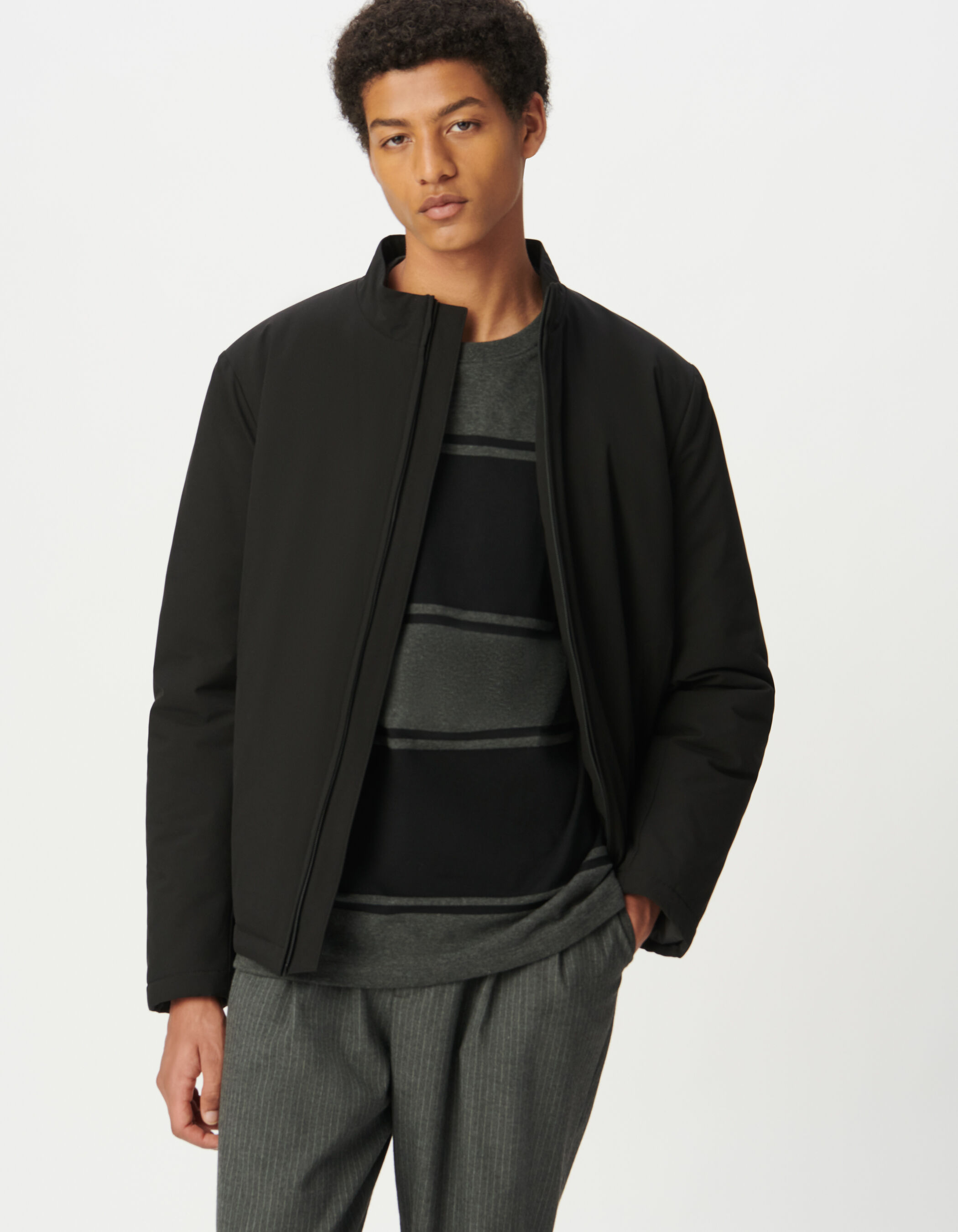 Sous-doudoune noire col montant Homme