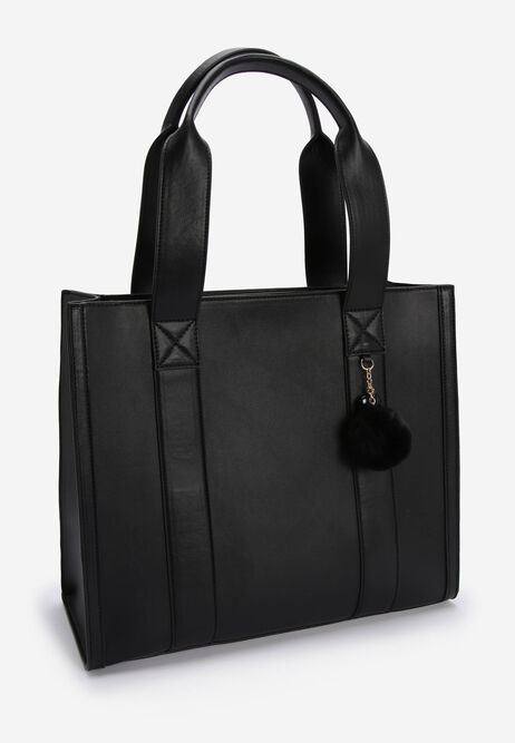 Womens Black Structured Tote Bag