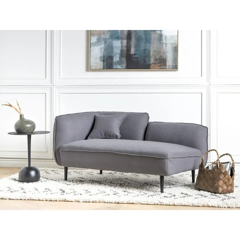 CHEVANNES - Chaise longue - Donkergrijs - Linkszijdig - Boucl&eacute;