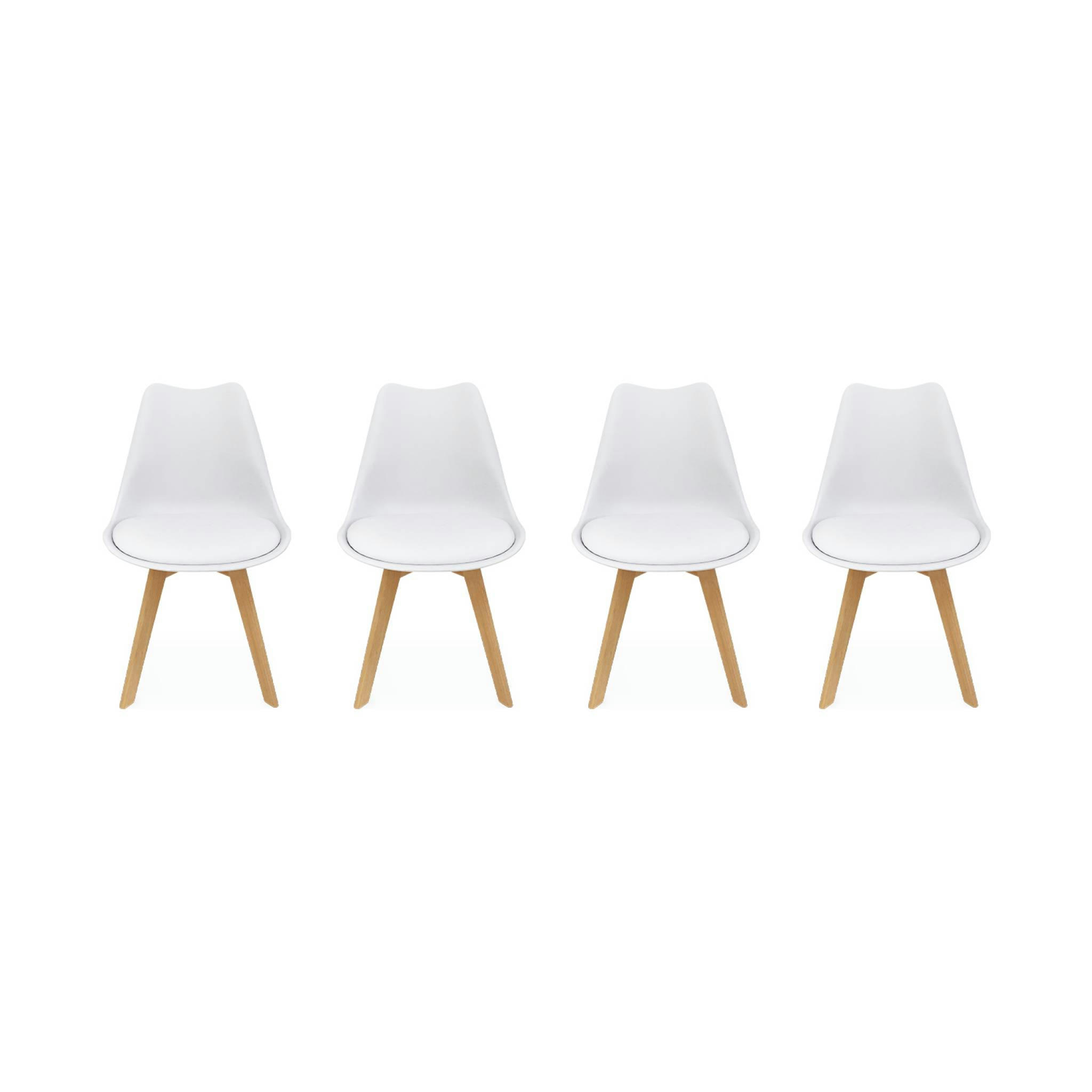 NILS - 4 chaises scandinaves  pieds bois de hêtre blancs