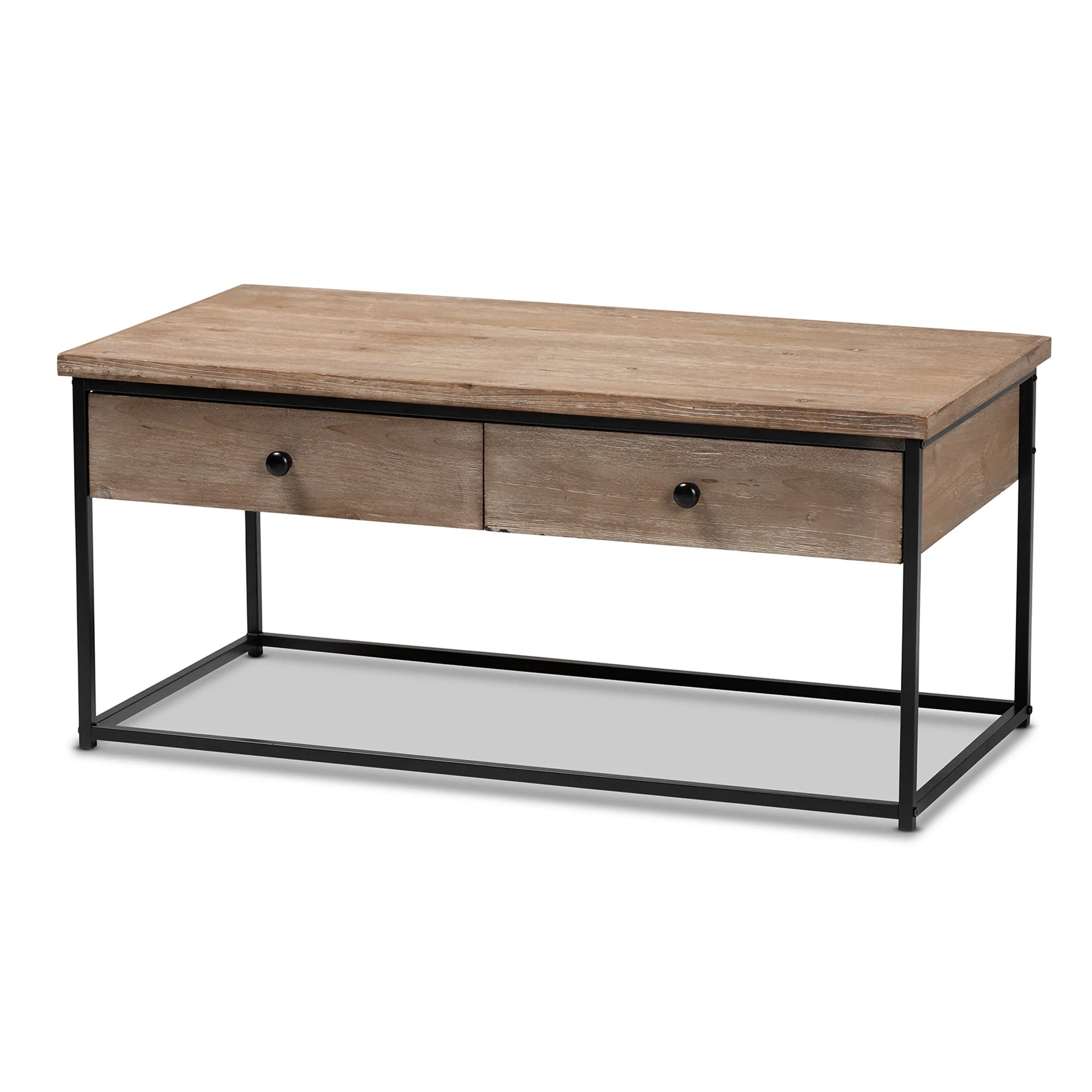 Roderick Modern Weathered Oak Finished Wood/ Metal Coffee Table
