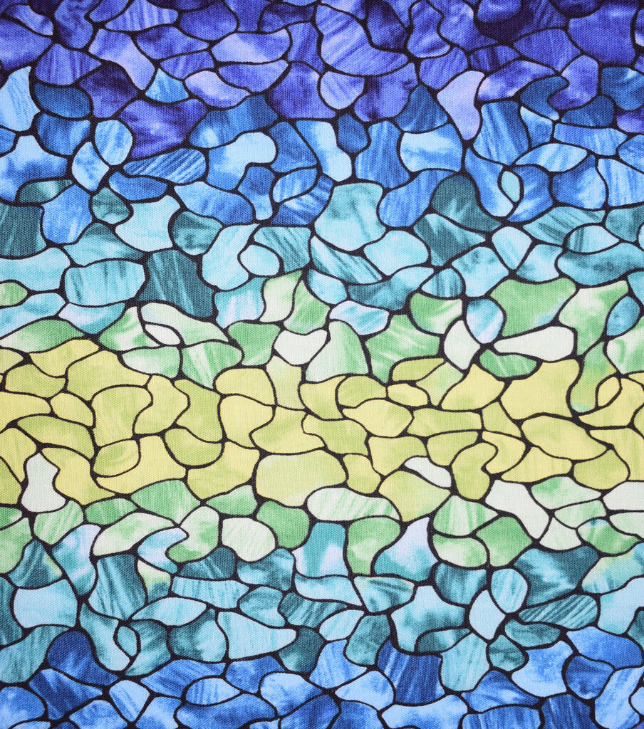 Premium Quilt Cotton Fabric Ombre Blue Stained Glass
