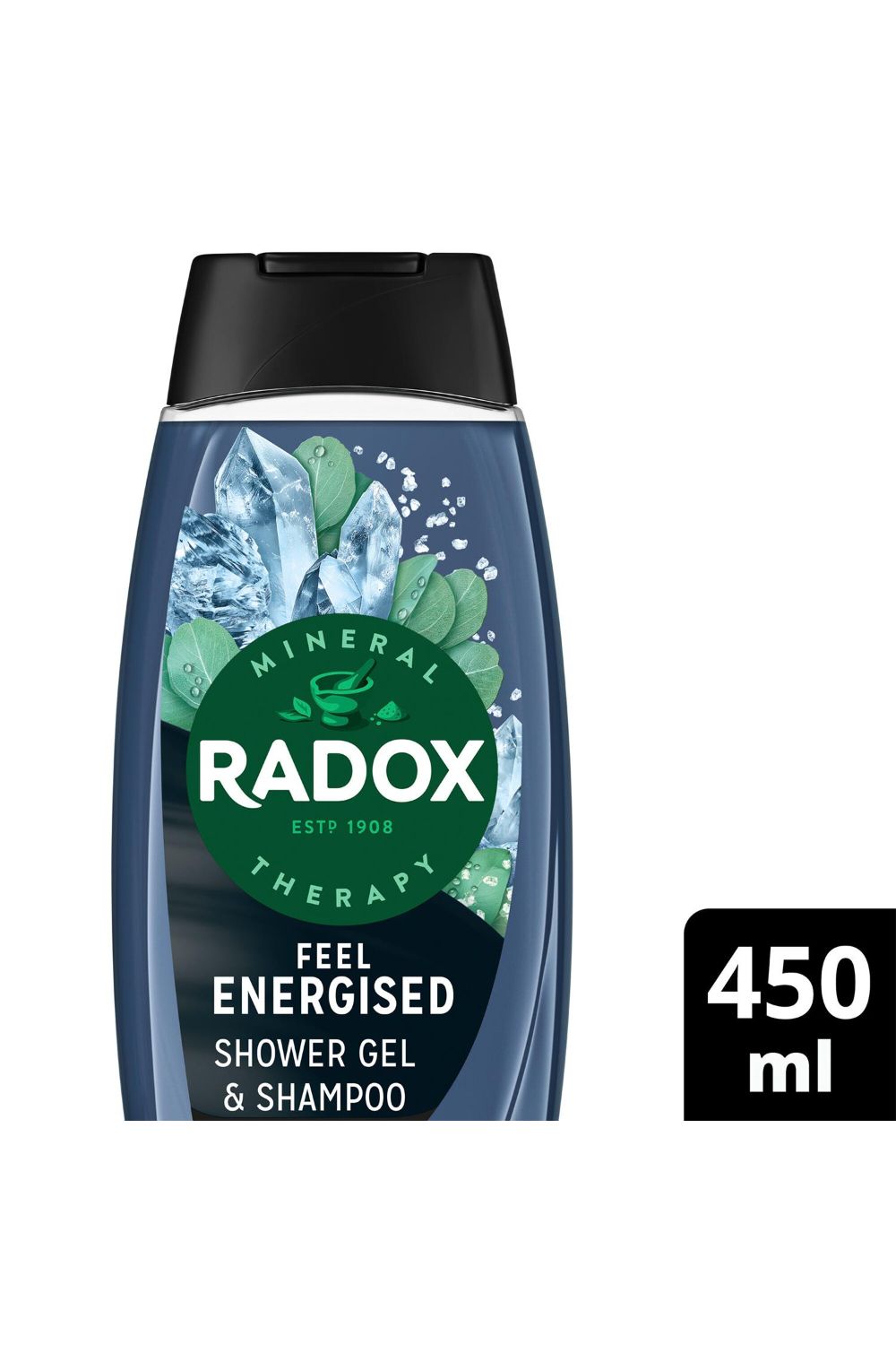 Radox 6x Mineral Therapy Feel Energised 2in1 'Shower Gel' & Shampoo for Men, 450ml