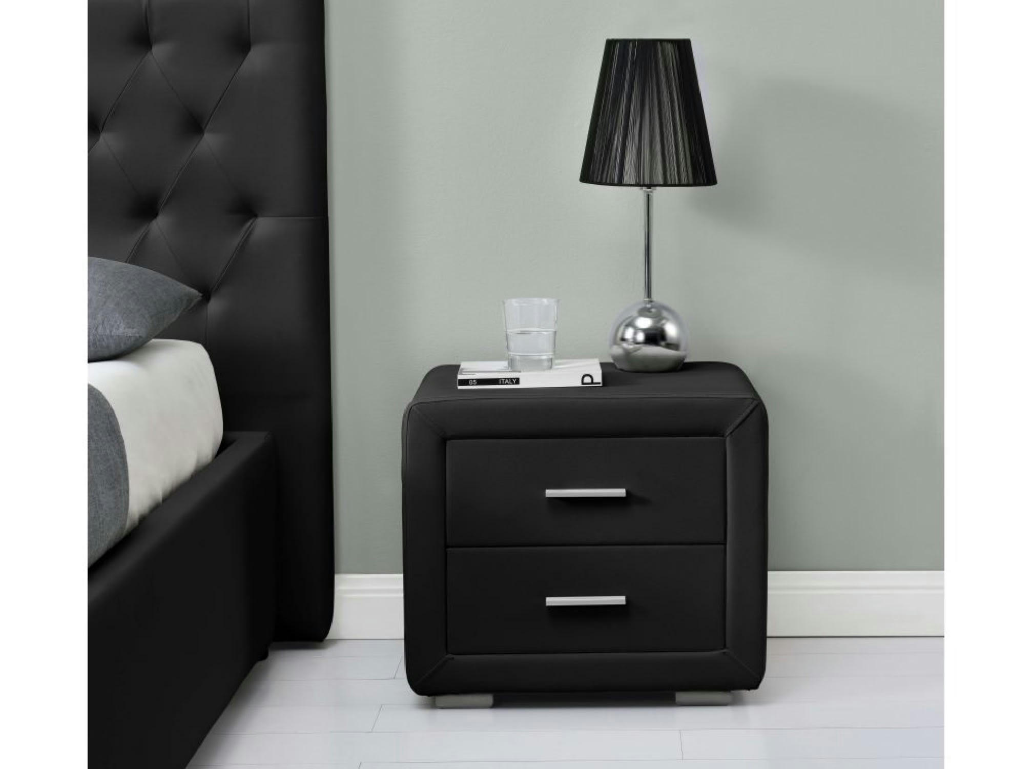 EMY - Table de chevet en simili noir