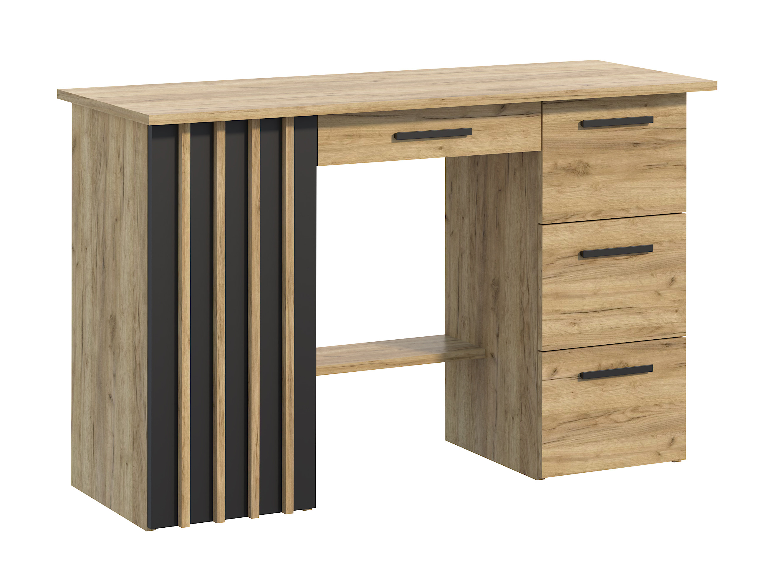 Biurko komputerowe loft z lamelami nowoczesne Montana B120 Dąb Craft Czarny