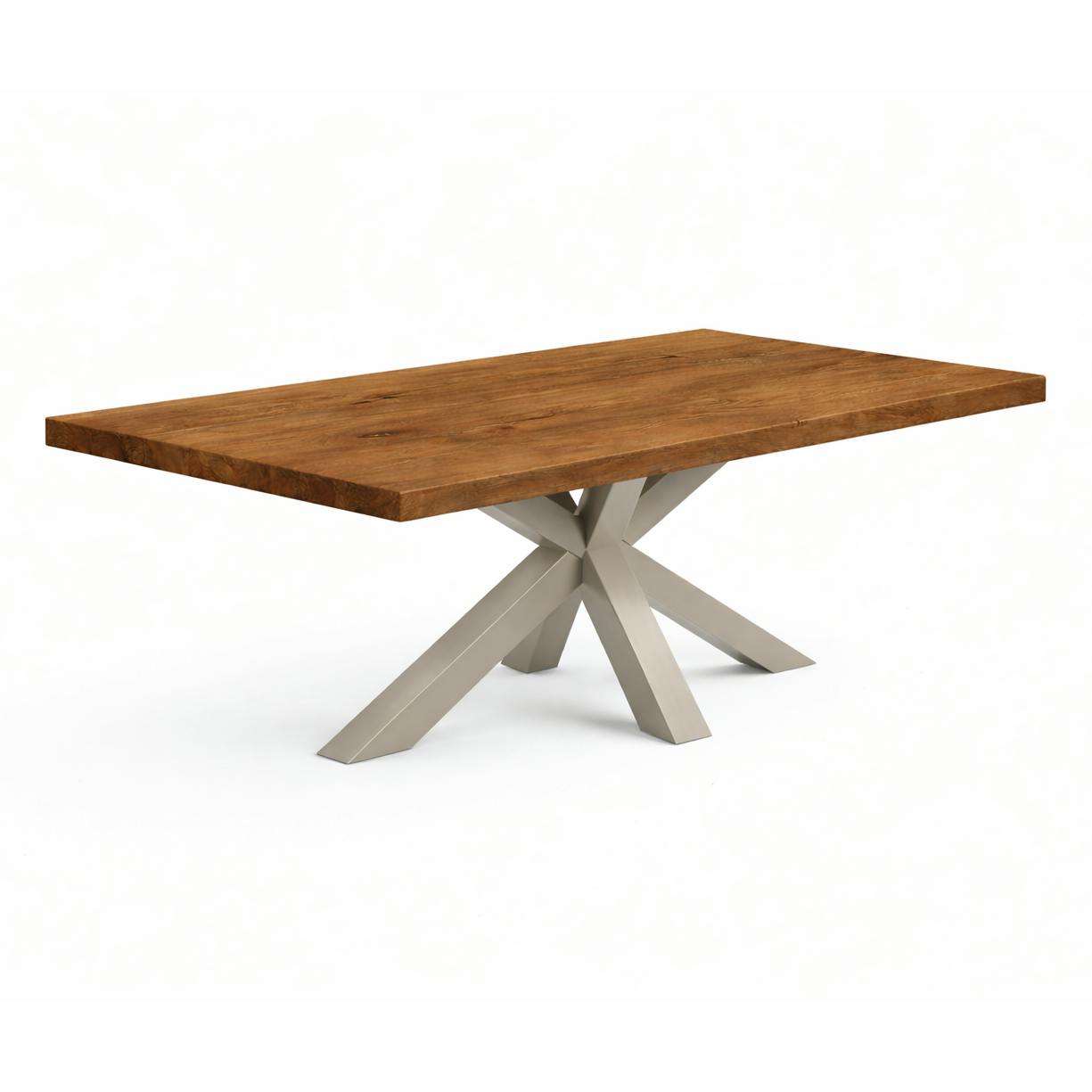 Table extensible bois brun bords droits pied grège 180 cm PALERME