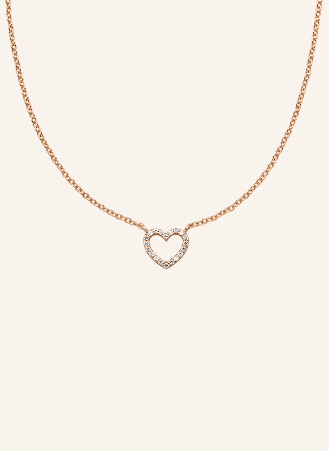 VEYNOU Halskette HERZ aus 14 Karat Roségold und 0,10ct. Lab-Grown Diamanten