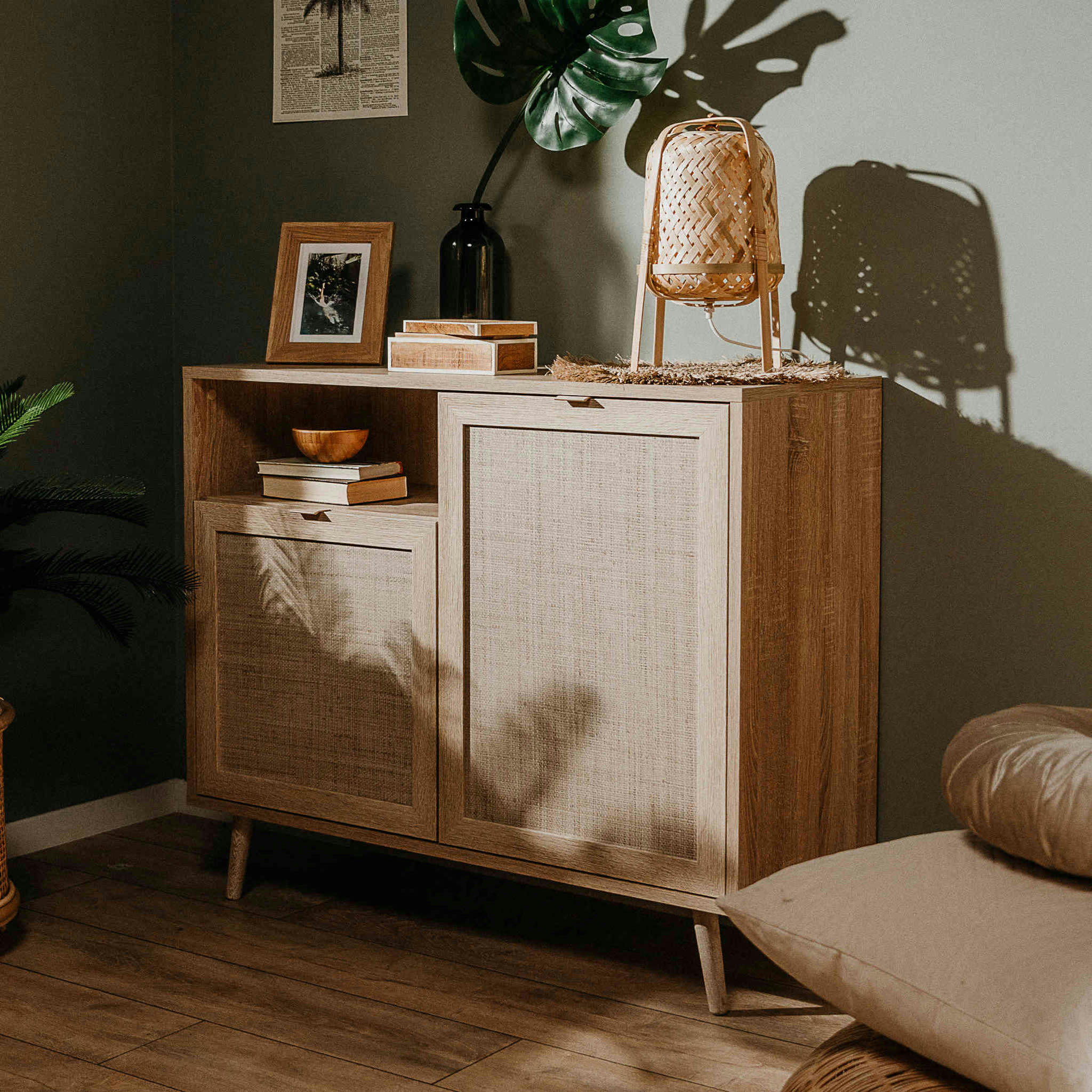 - Commode 1 niche 2 portes bois clair