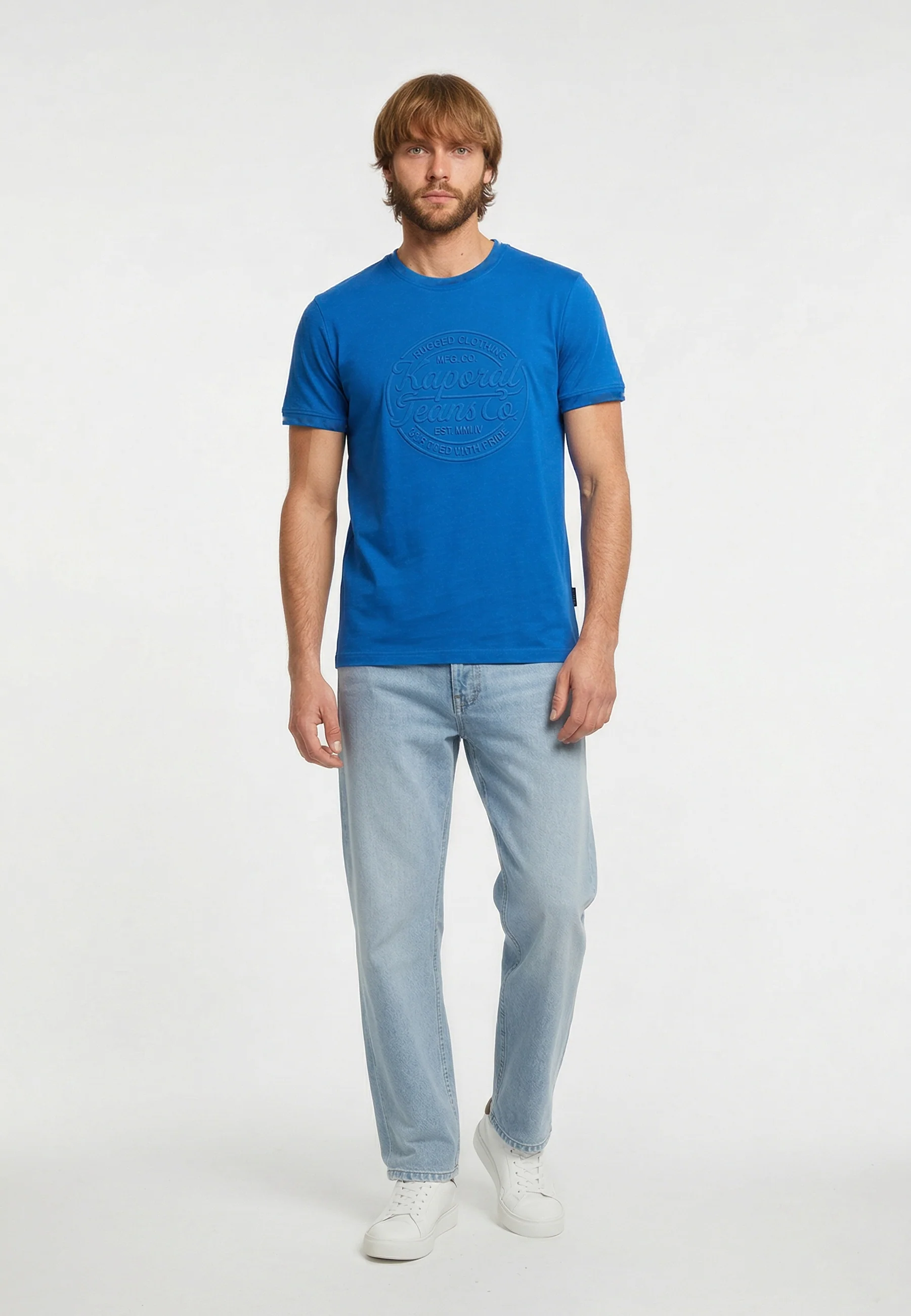 T-shirt manches courtes regular bleu électrique coton KRAFT