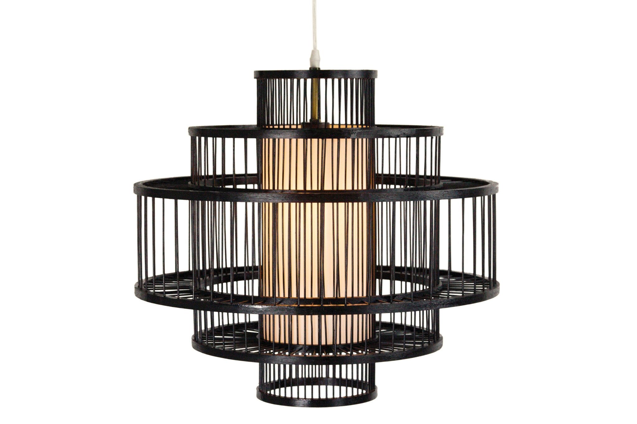 Fine Asianliving Bamboe Hanglamp Zwart Handgemaakt -