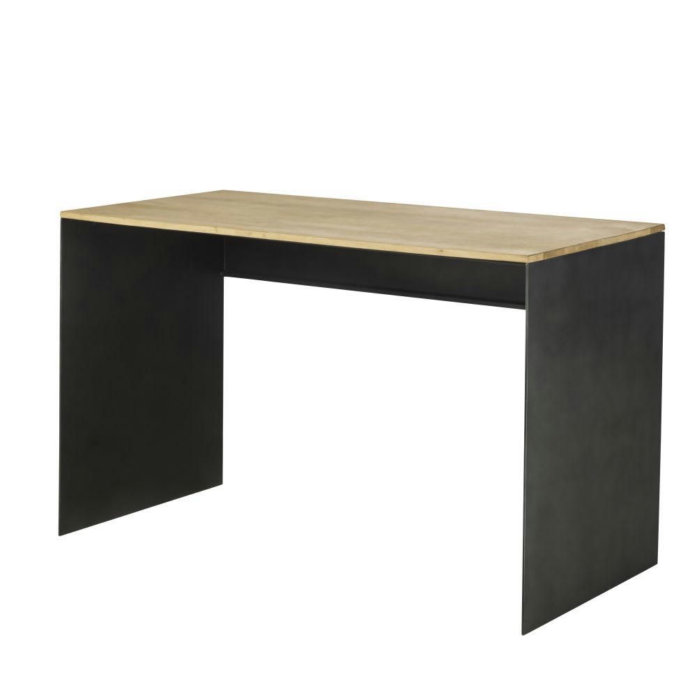 Cincinnati Business - Bureau professionnel en manguier massif et métal patiné