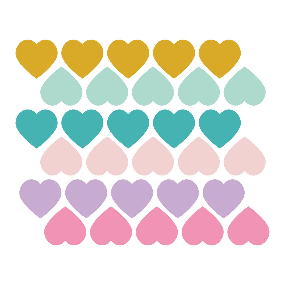 HEARTS1 - Stickers muraux en vinyle coeurs rose et lilas