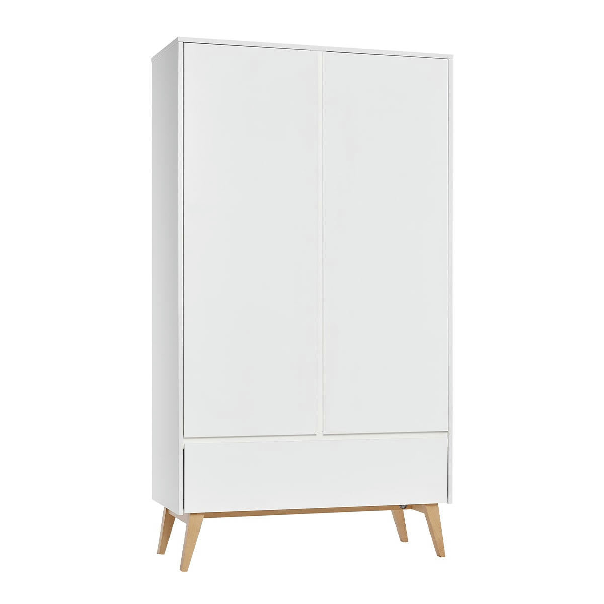 SWING - Armoire 2 portes 1 tiroir blanc naturel