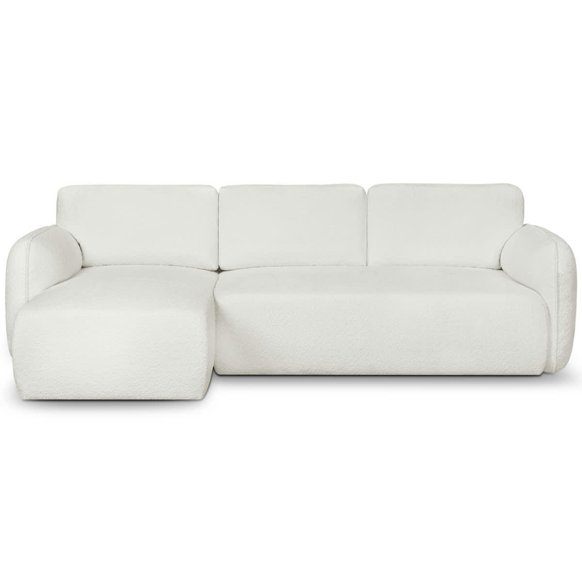 COZY - Canapé d'angle réversible convertible 5 places +coffre, bouclette écru