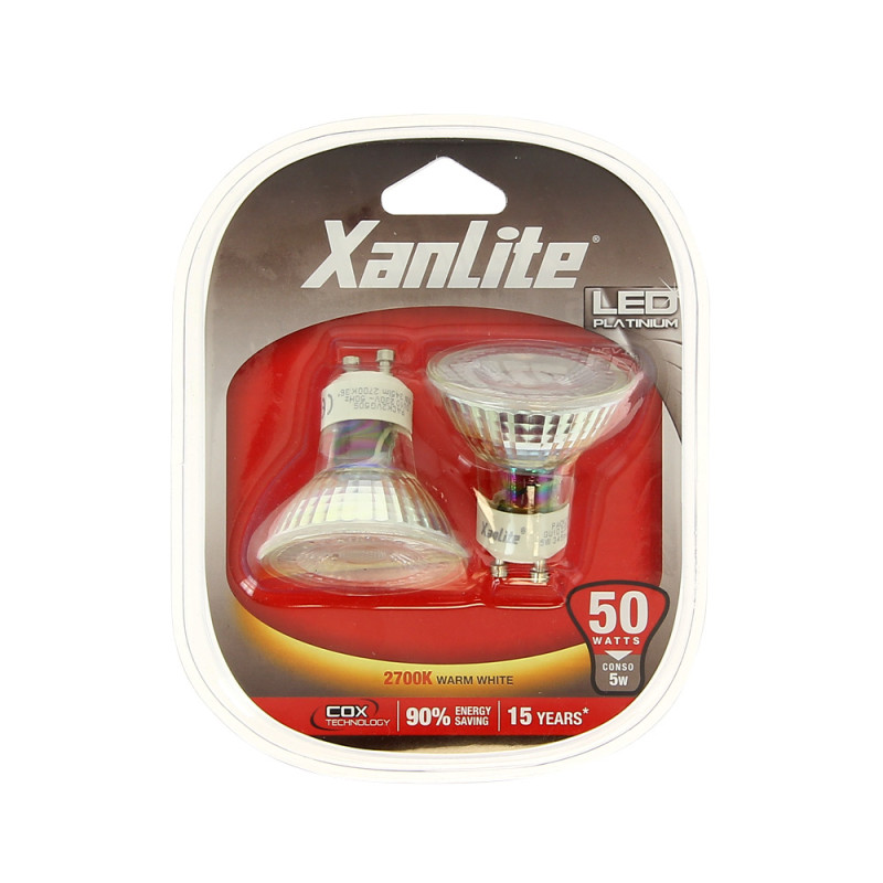 Ampoule LED GU10 5 W 345 lm blanc chaud 2 pièces XANLITE