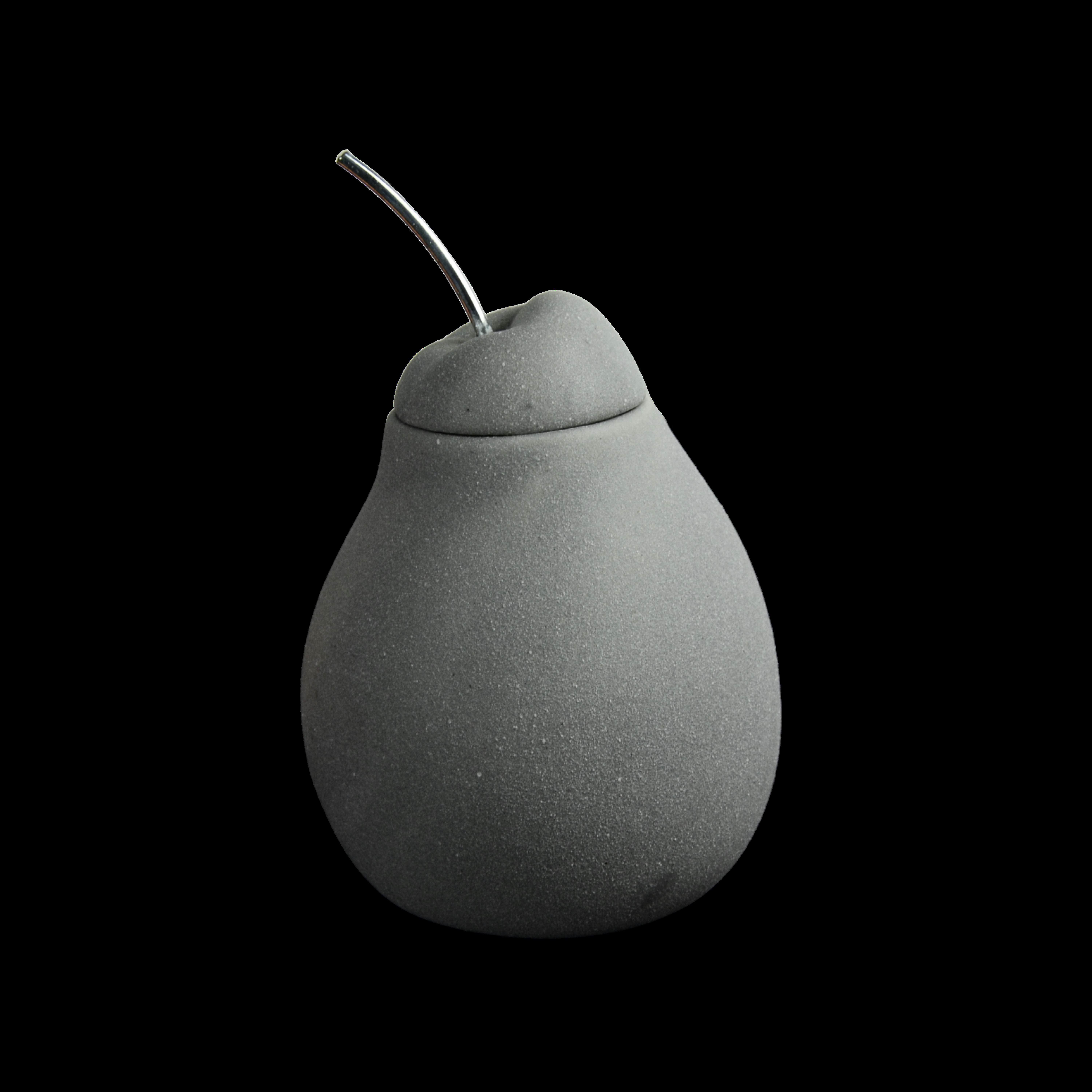 BELLE HELENE - Brûle-parfum Forme Poire en Ciment Gris Mat - H 12 (hors tige)