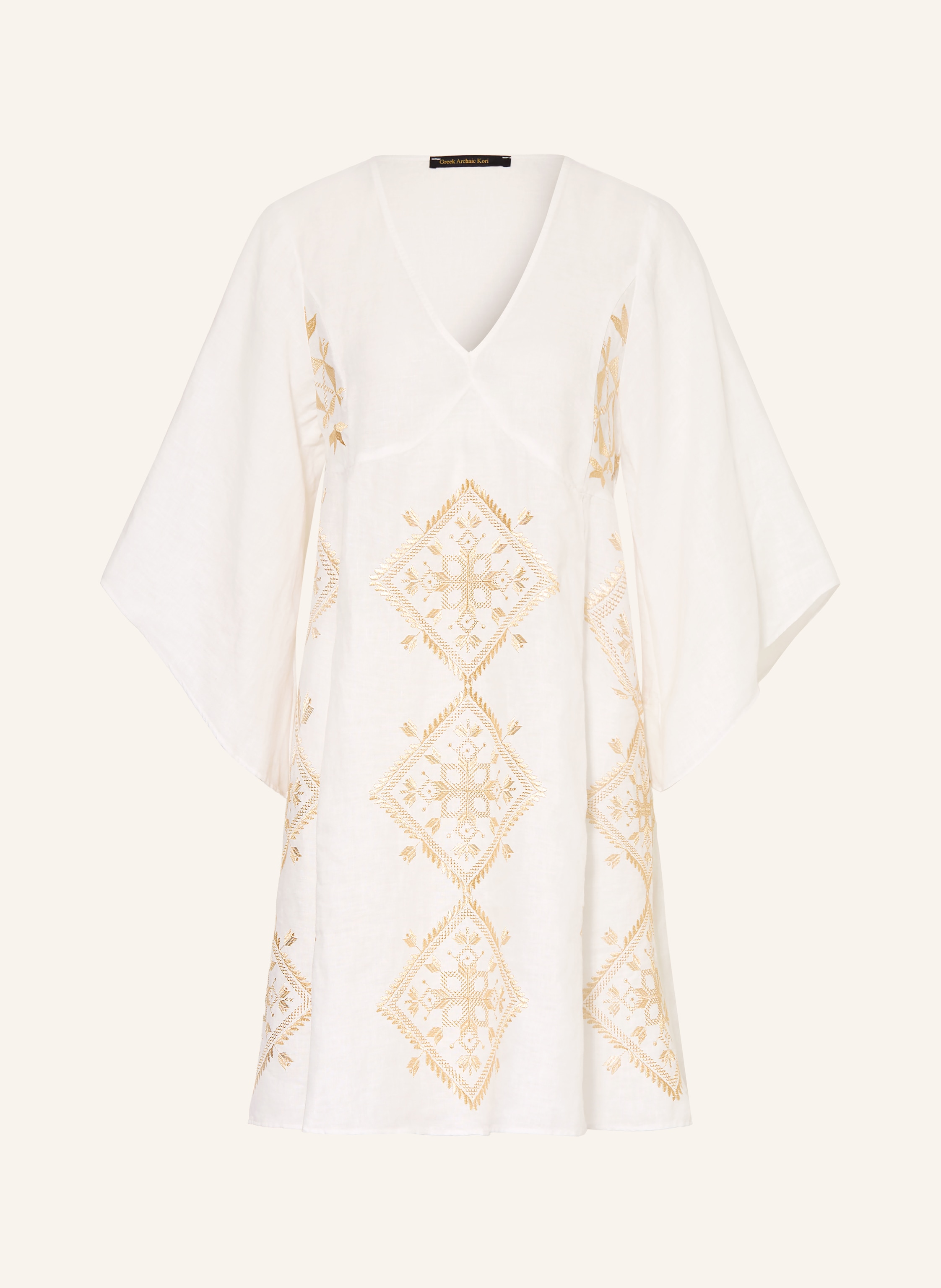 Greek Archaic Kori Strandkleid LEFKADA mit Glitzergarn und 3/4-Arm