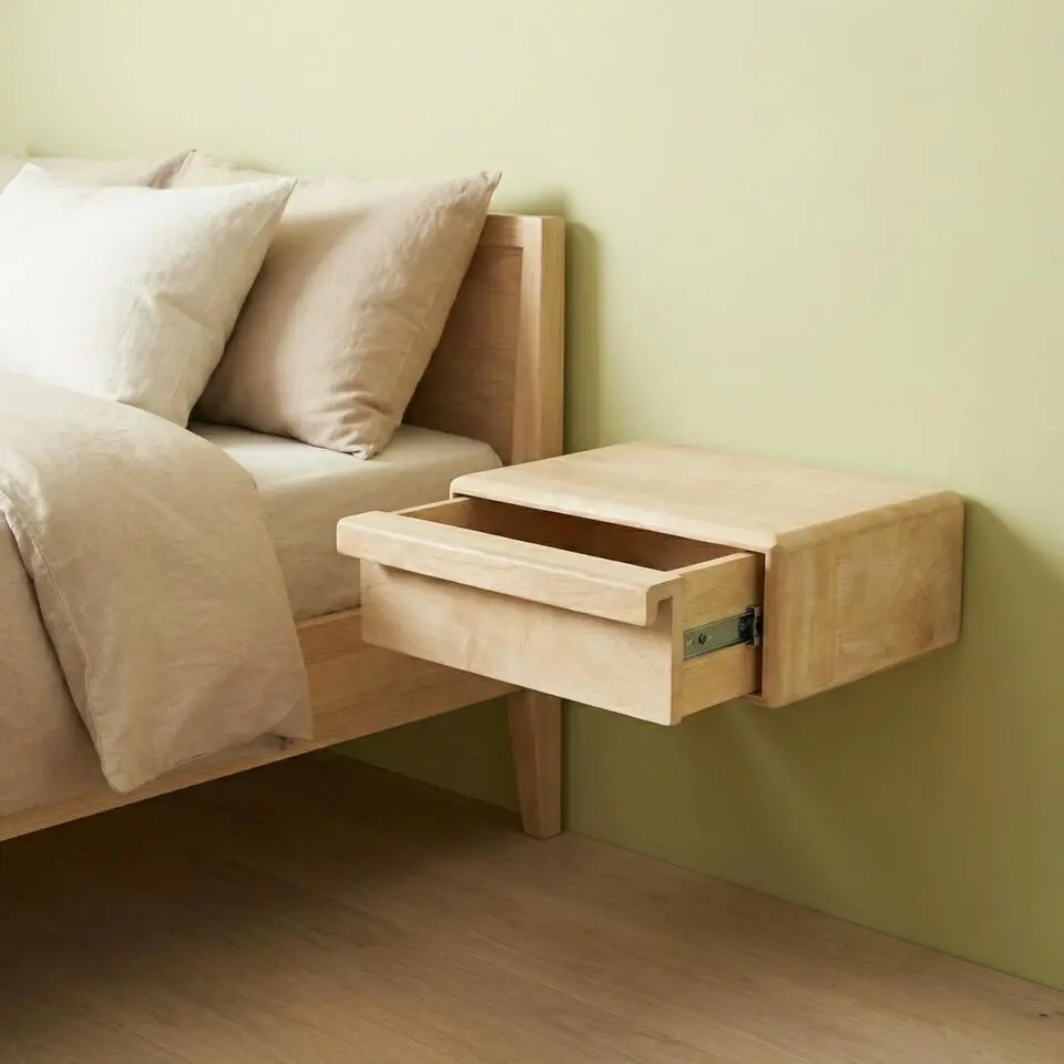 Nachtkastje Zwevend - Naturel Hout - 40x30x15cm - Benthe