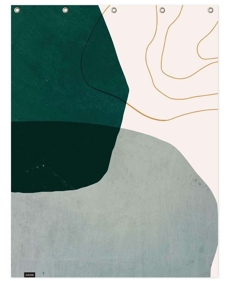 INTERPLAY - Rideau de douche en polyester en gris & vert 150x200