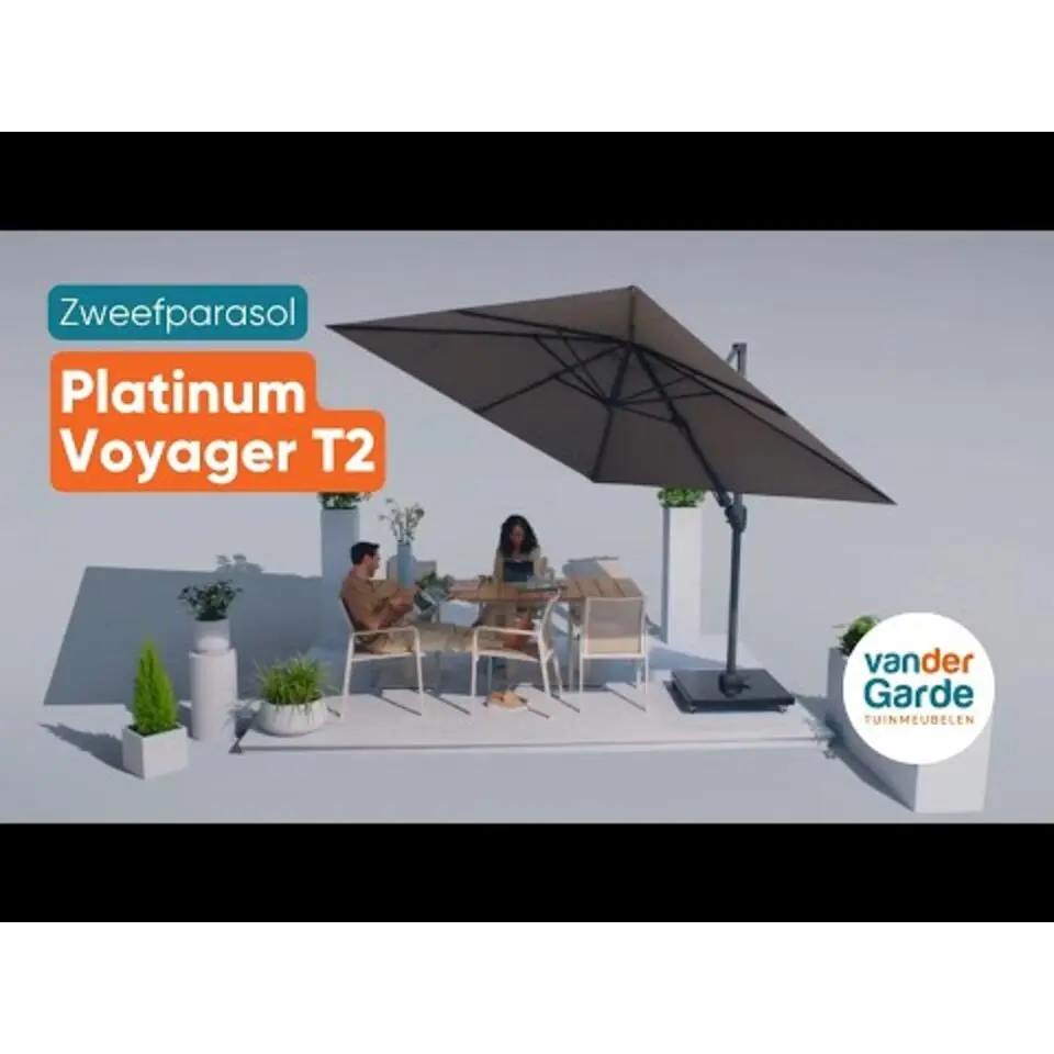 Platinum Voyager Vierkante Zweefparasol T2 2,7x2,7 m. - Havanna Taupe