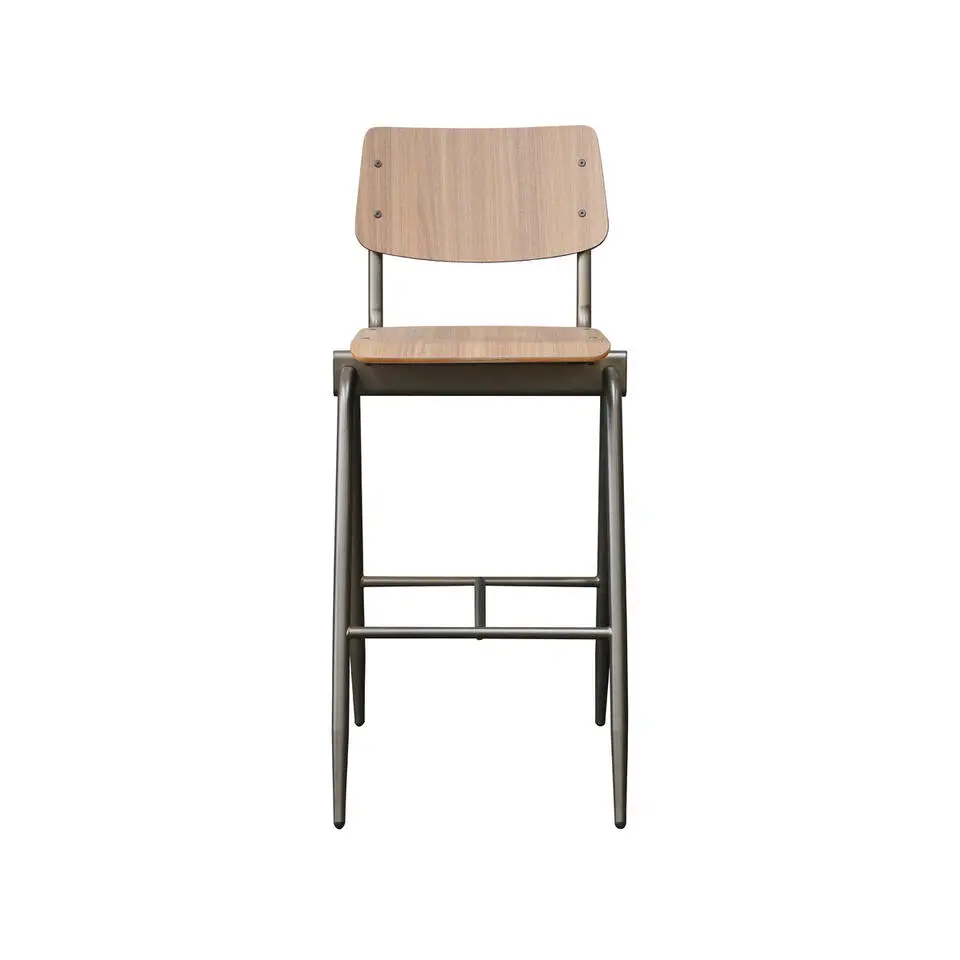 LABEL51 Barkruk Solid - Bruin - Hout - Zithoogte 75 - set van 2