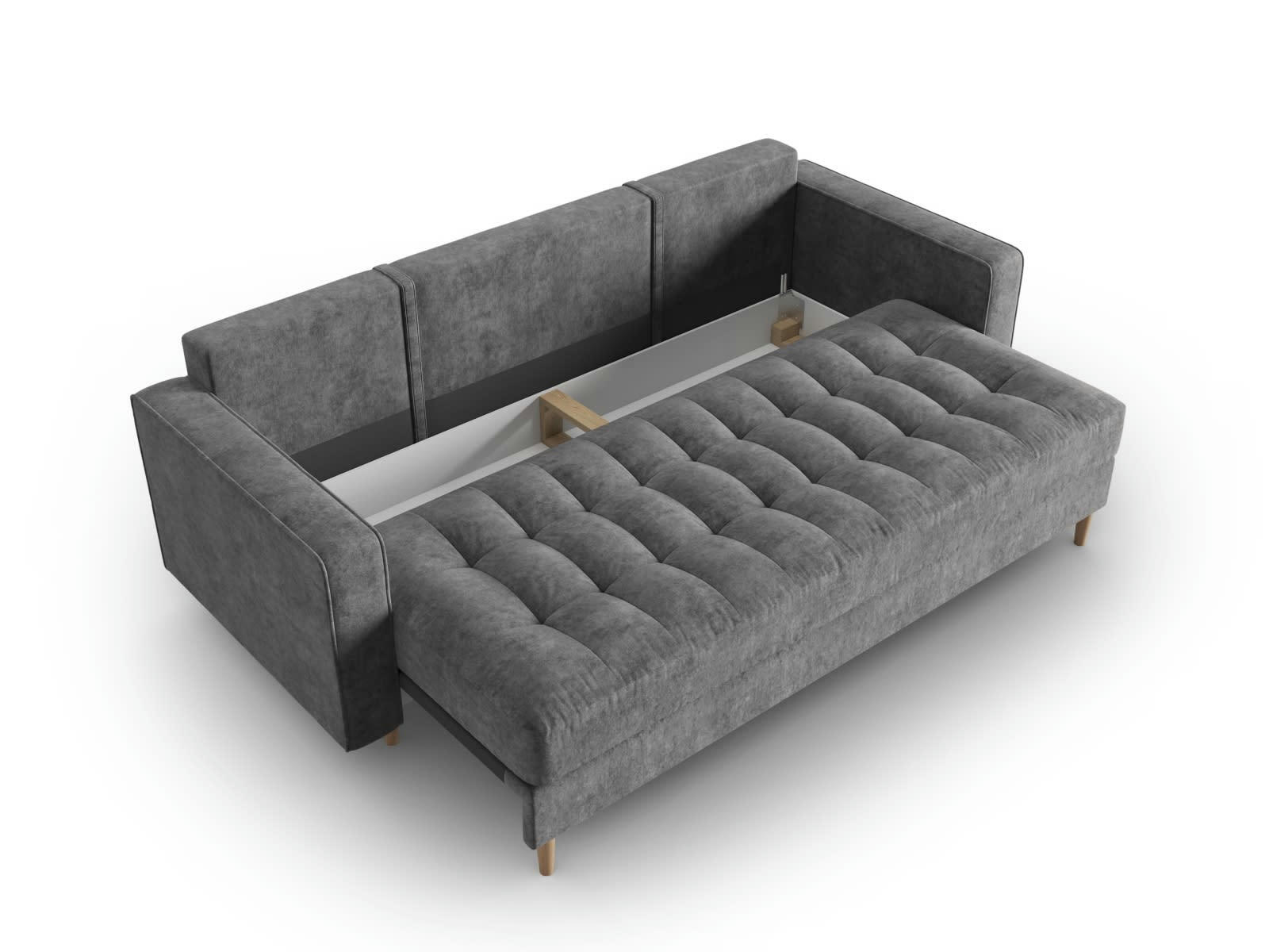 GOBI - Canapé convertible 3 places en tissu structuré gris