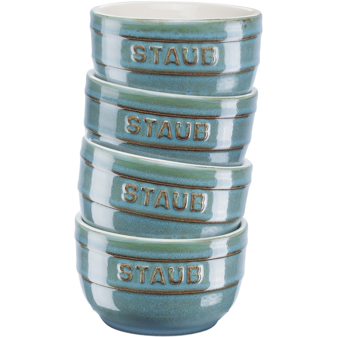 Staub Mini Ramekin Okrągły, 4 szt. - 200 ml, Antyczny turkusowy