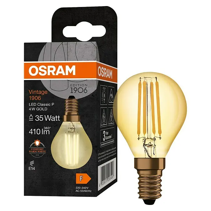 LYSPÆRE OSRAM VINTAGE 1906 CLASSIC P FIL 4W E14 GULL