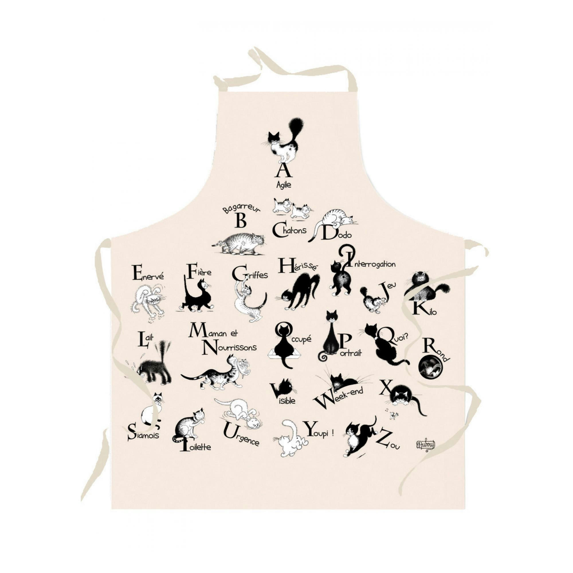 DUBOUT - Tablier de cuisine  abécédaire en coton ecru 72 x 85