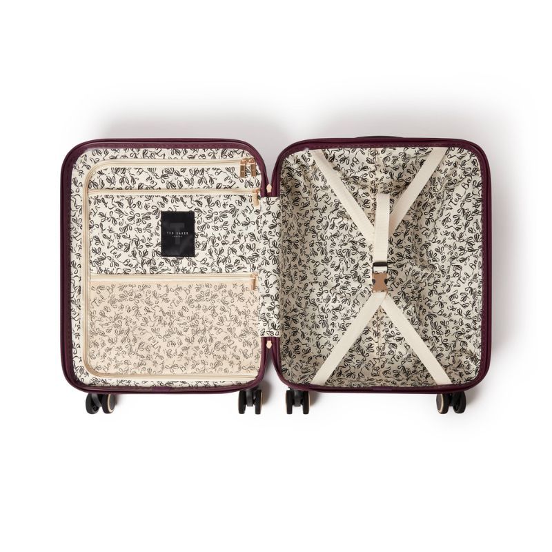 Ted Baker Icon Plum Croc Cabin Suitcase 4 Wheel Luggage Travel 39L